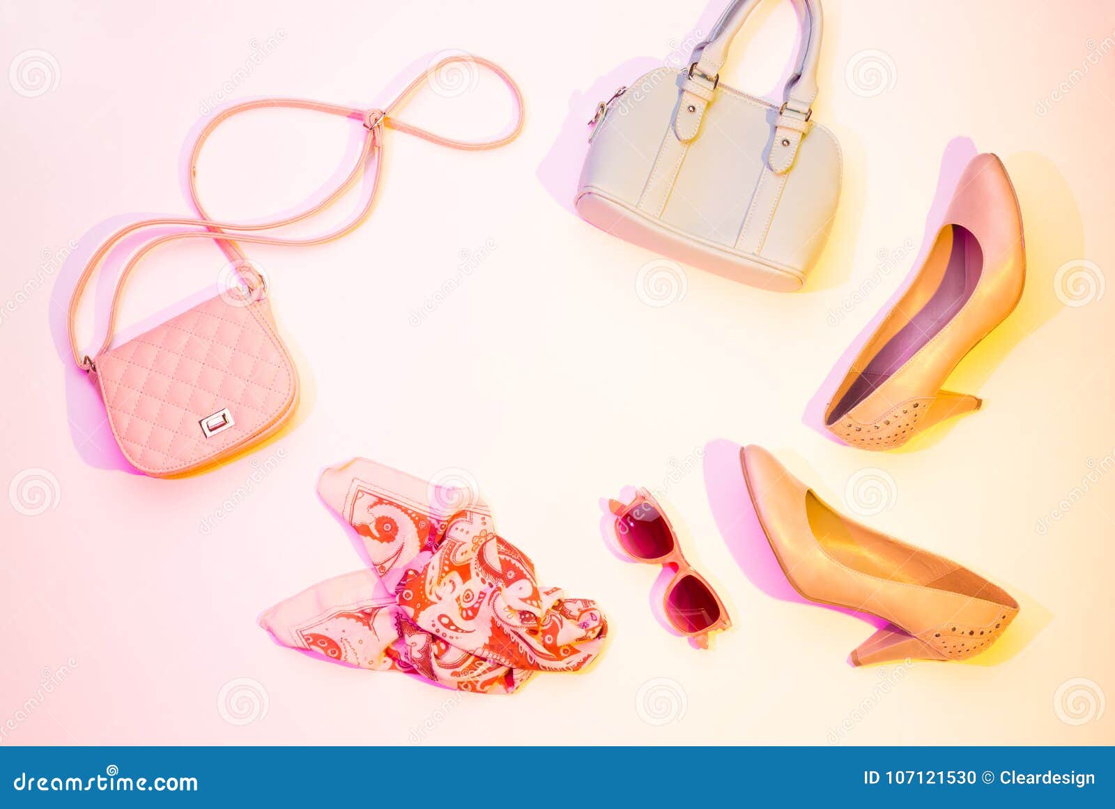 High Heels, Handbag and Scarf - Fashion Accessories Stock Photo - Image ...
