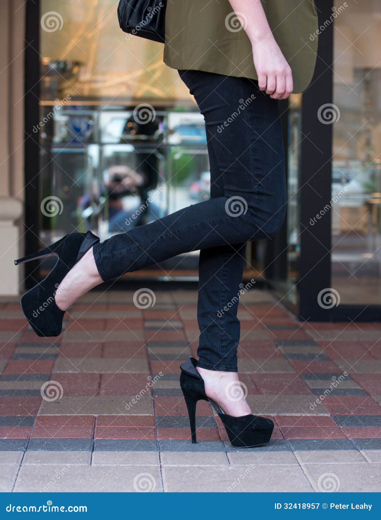 High heels on paver blocks stock image. Image of woman - 32418957