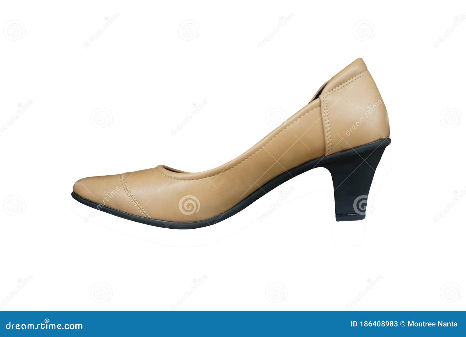 High Heel Court Shoe in Brown Isolated on White Background with ...