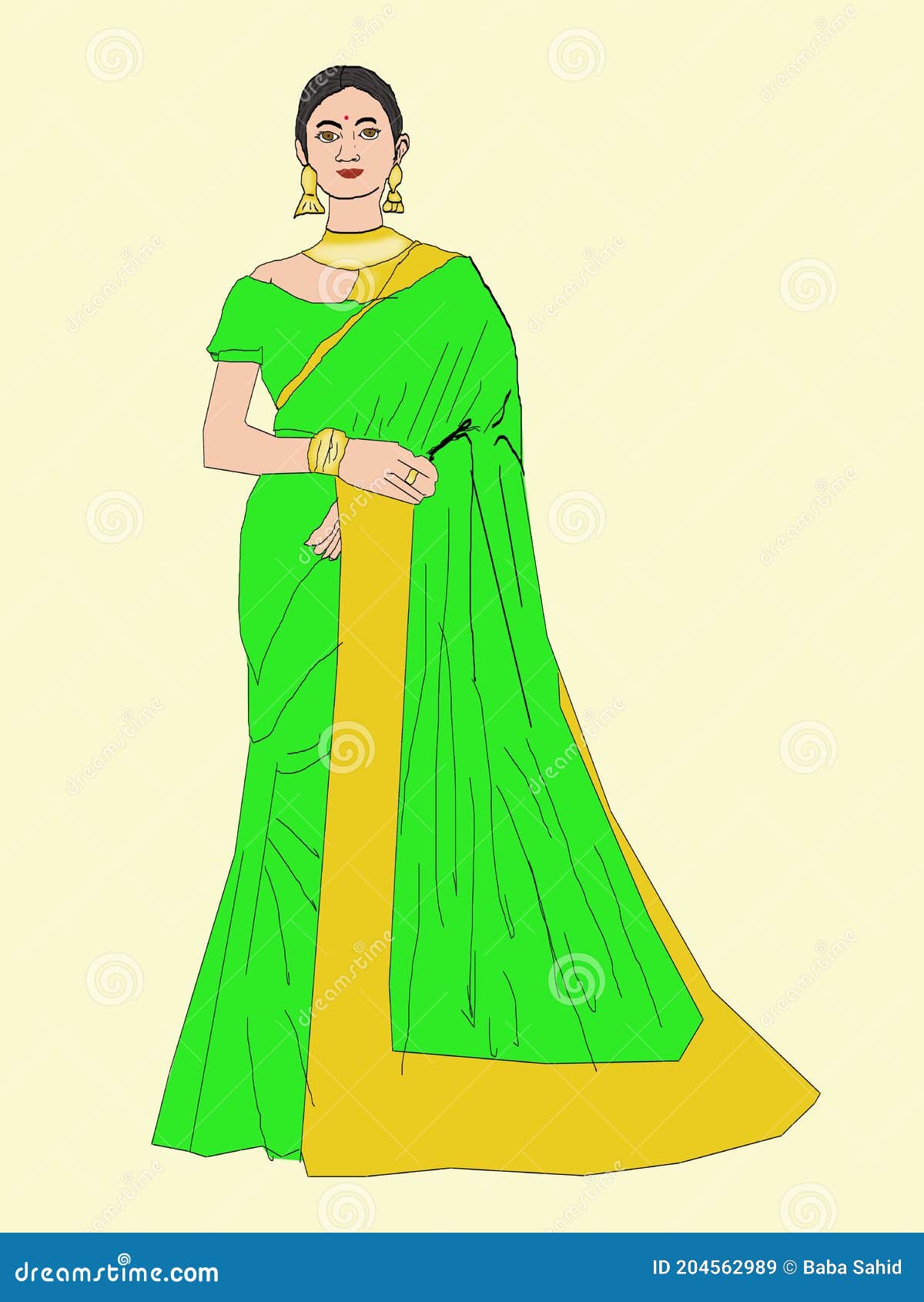 Indian girl wearing traditional Indian Dress sari 28574817 Vector Art at  Vecteezy