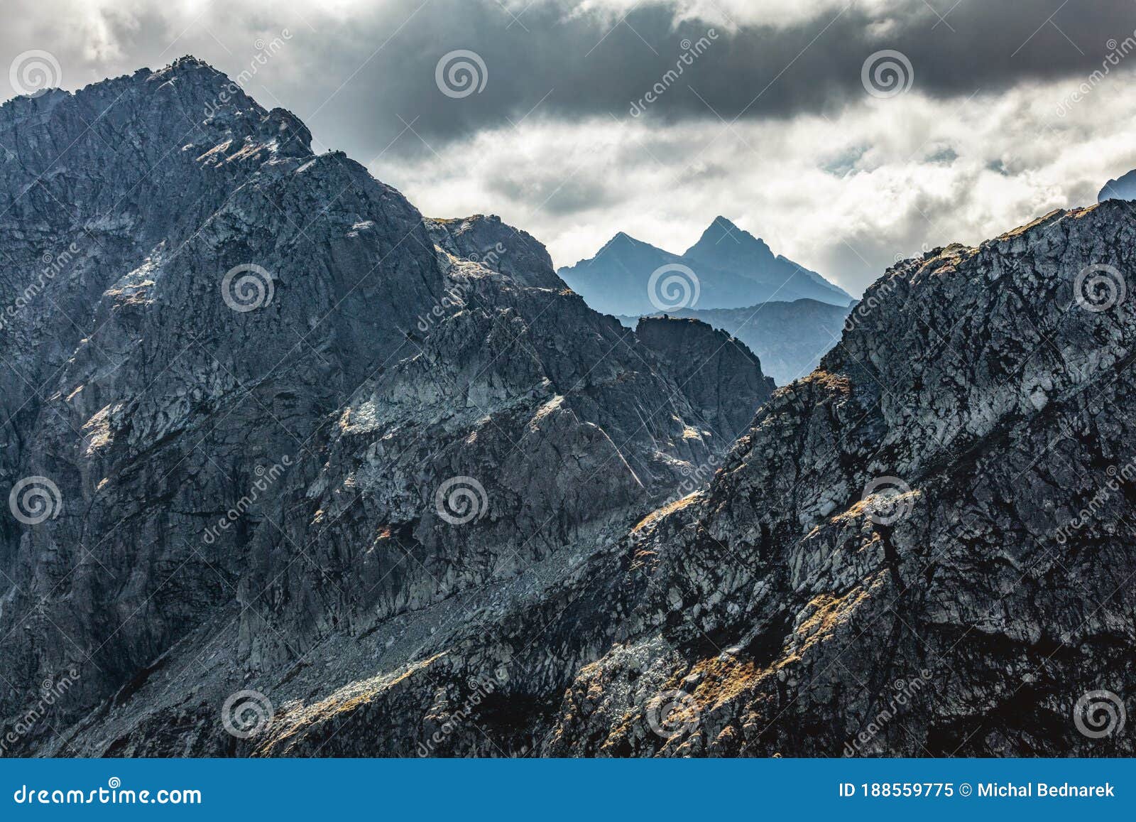 high mountain peaks. tatra mountains in poland. view from koscielec