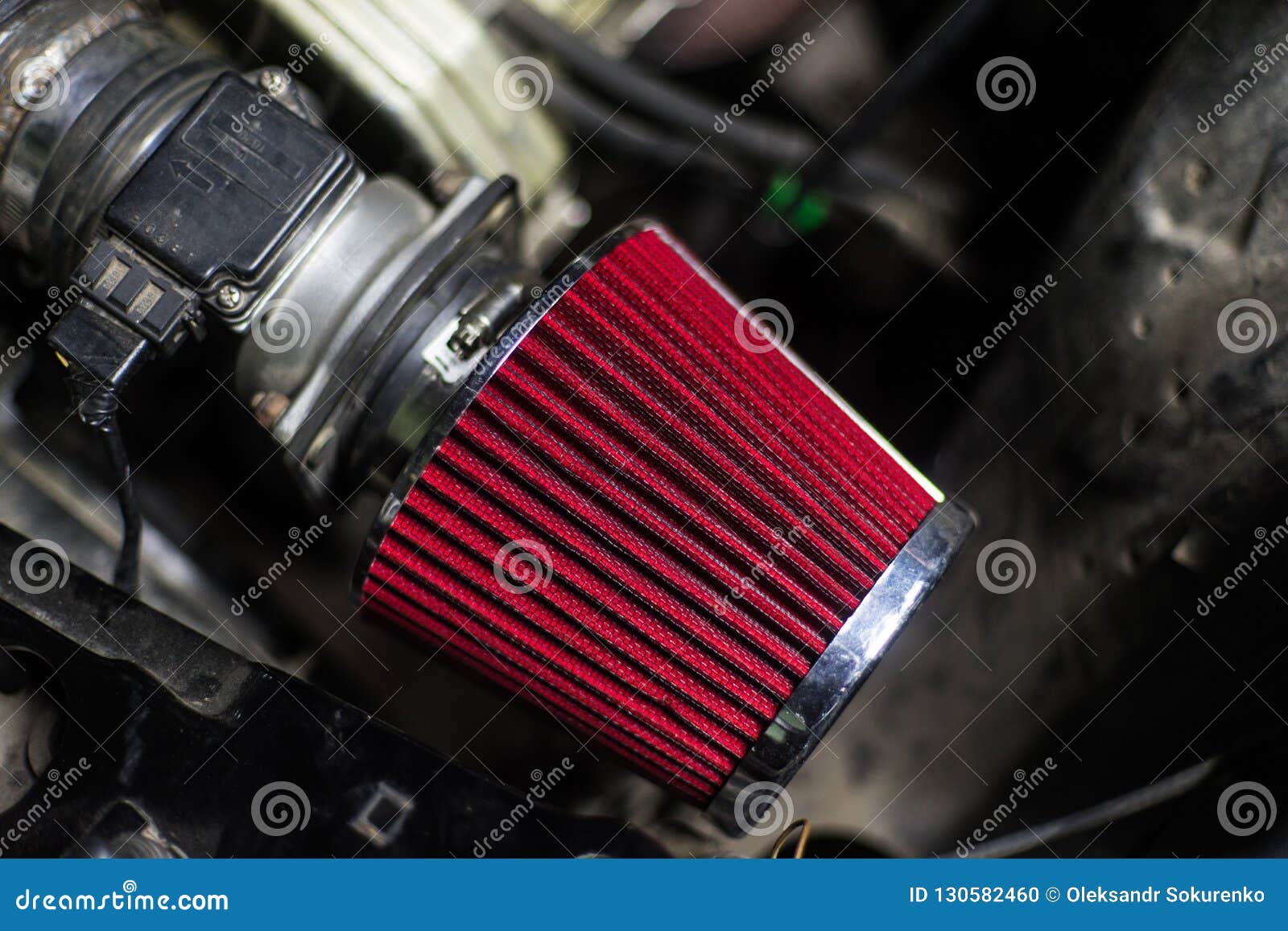 High Performance Red Air Filter of Sport Car Stock Photo Image of