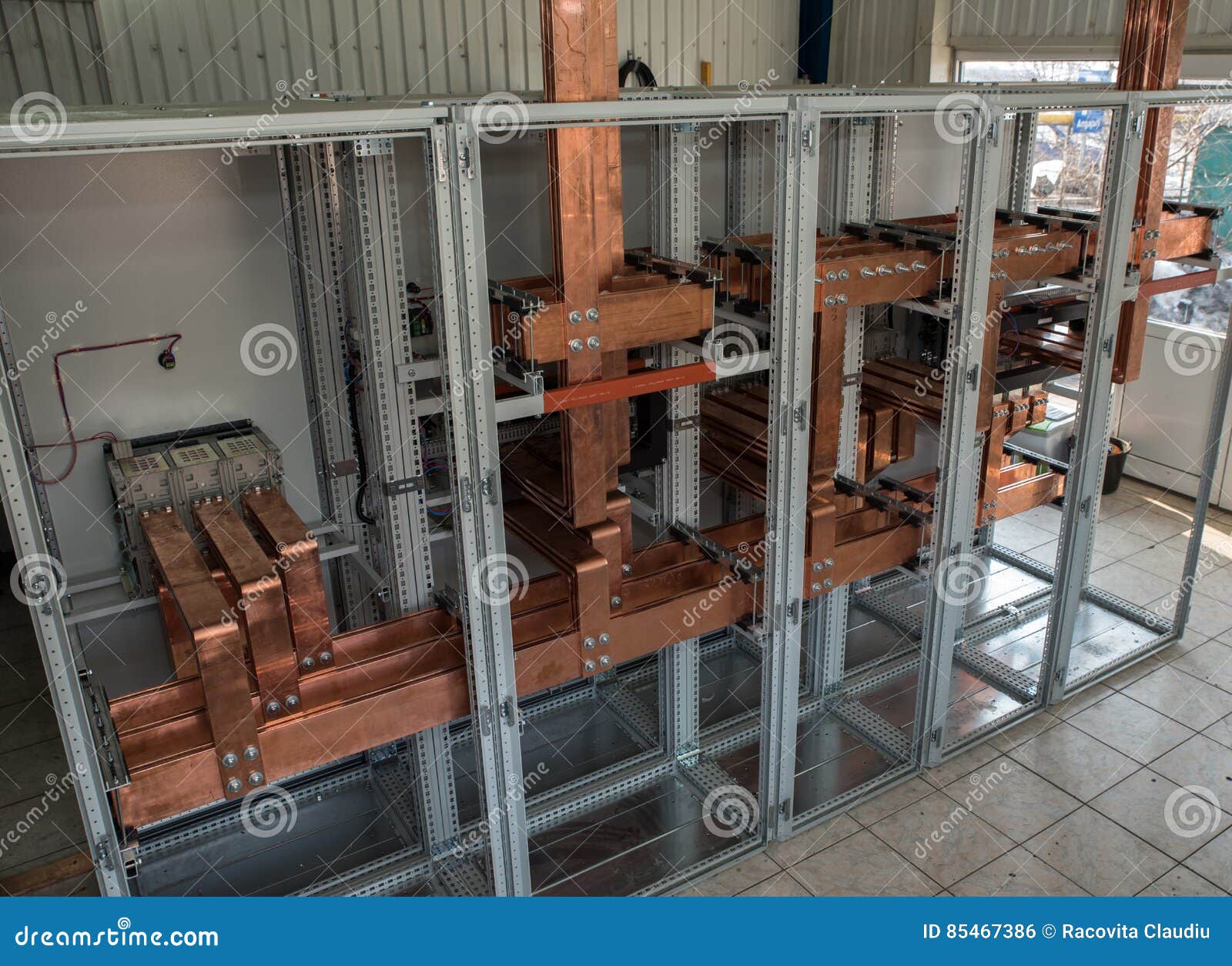 High Power Electrical Board with Copper Bars Stock Photo Image of