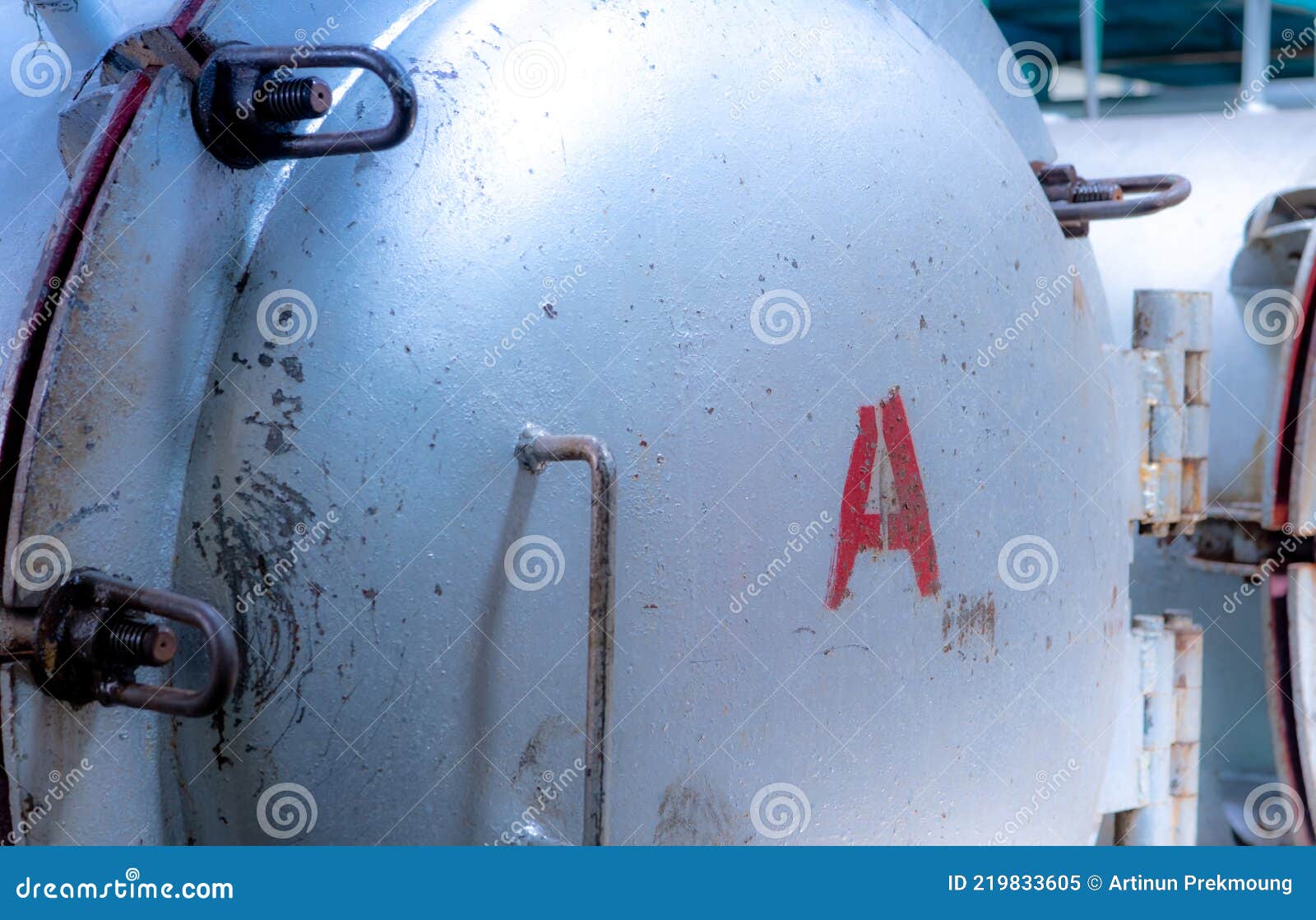 high pressure processing or high hydrostatic pressure machine for food product. metal tank in food manufacturing factory. food