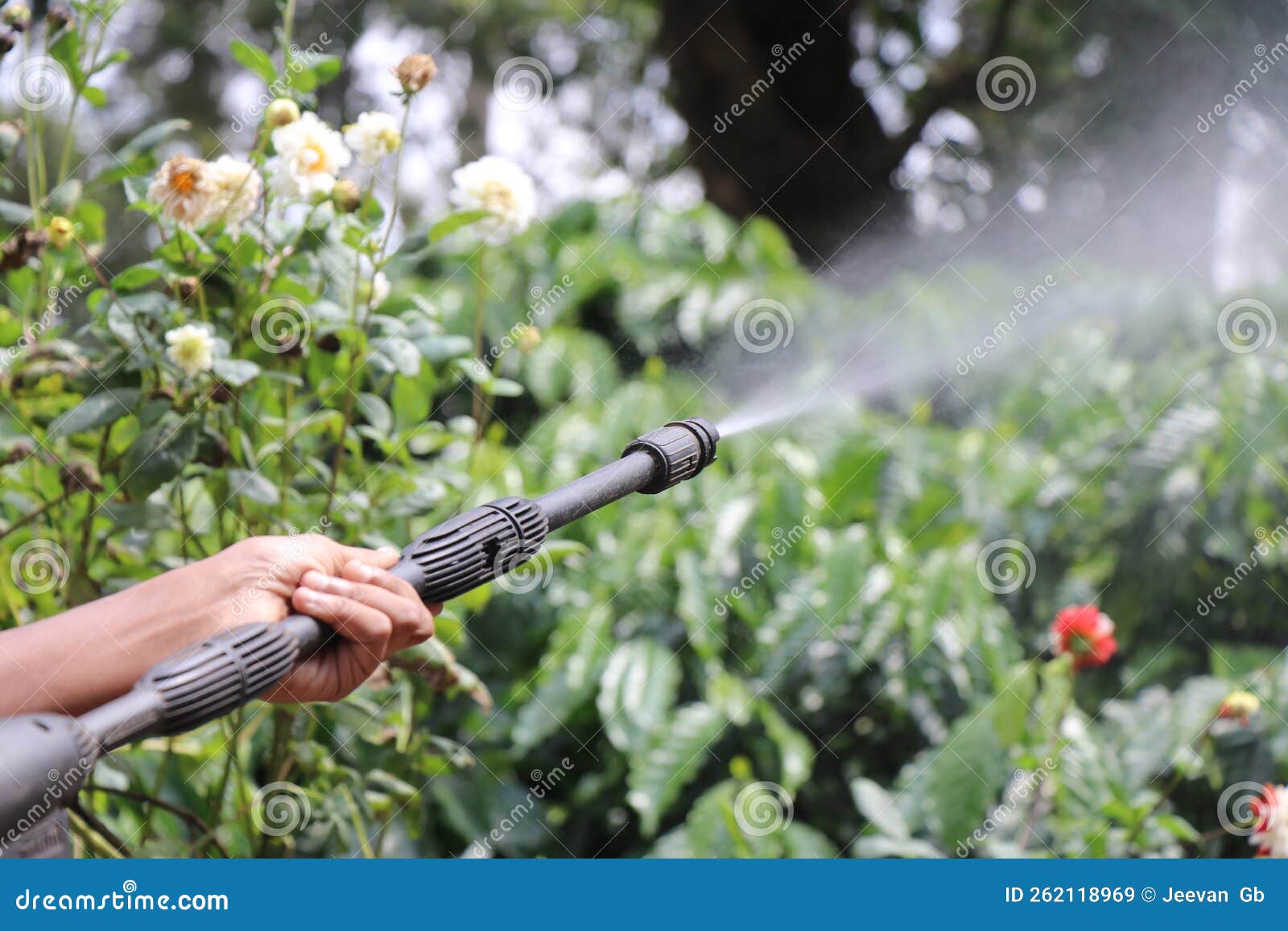 High Pressure Water or Water Jet Spray that is Pointed Towards Nature