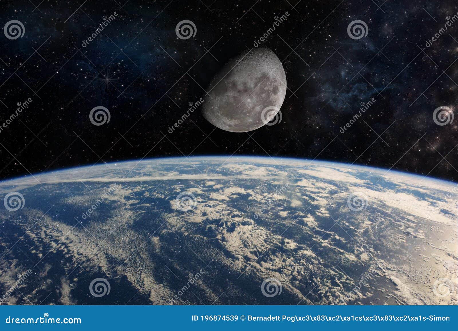 high quality deep space iimage with the earth and the moon . s of this image furnished by nasa