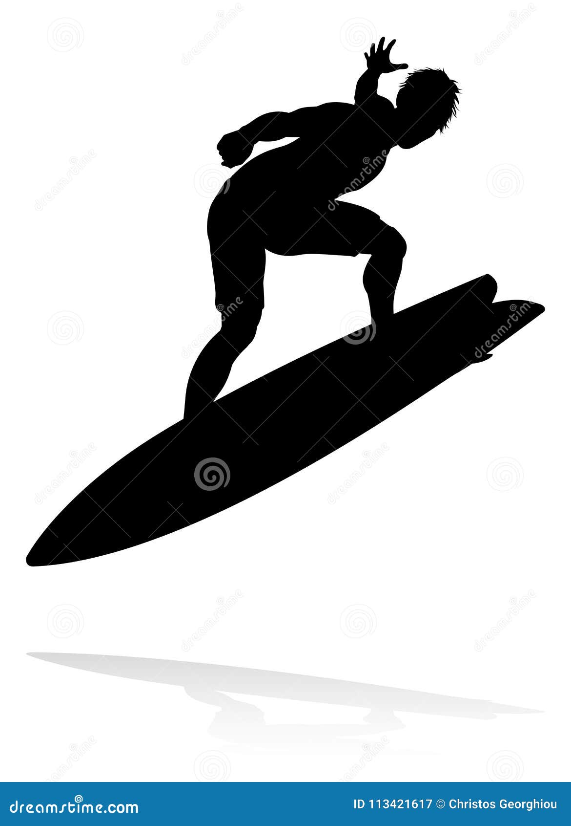 Surfer Silhouette stock vector. Illustration of silhouet - 113421617