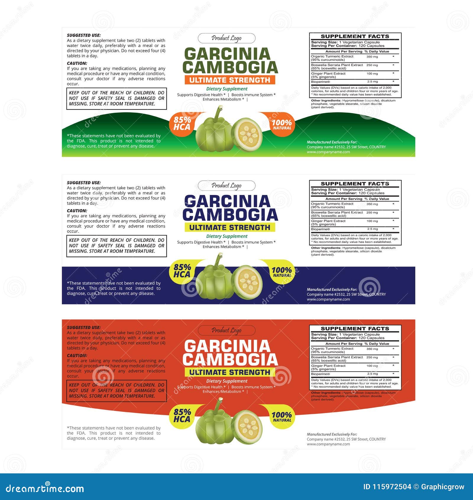 high quality garcinia cambogia label template