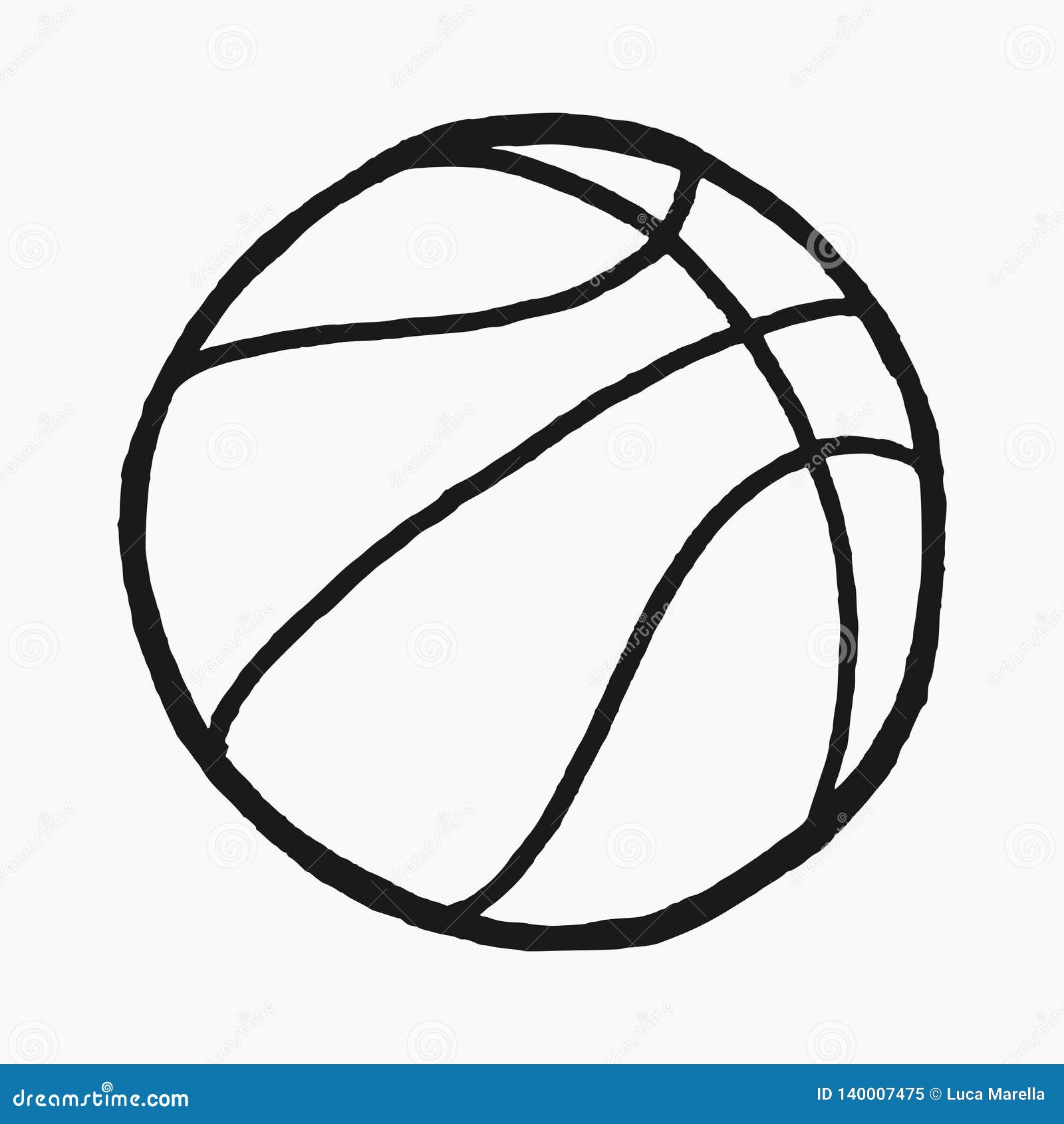 Hand Drawn Vector Illustration of a Basketball Ball Isolated on White