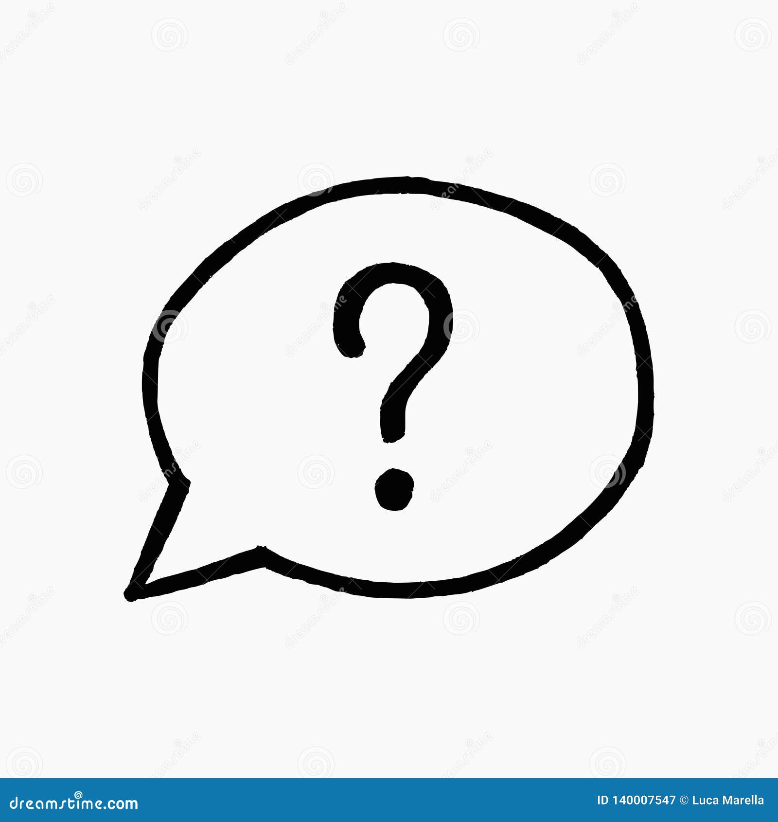 Hand Drawn Vector Illustration Of Speech Bubble With A Question Mark ...
