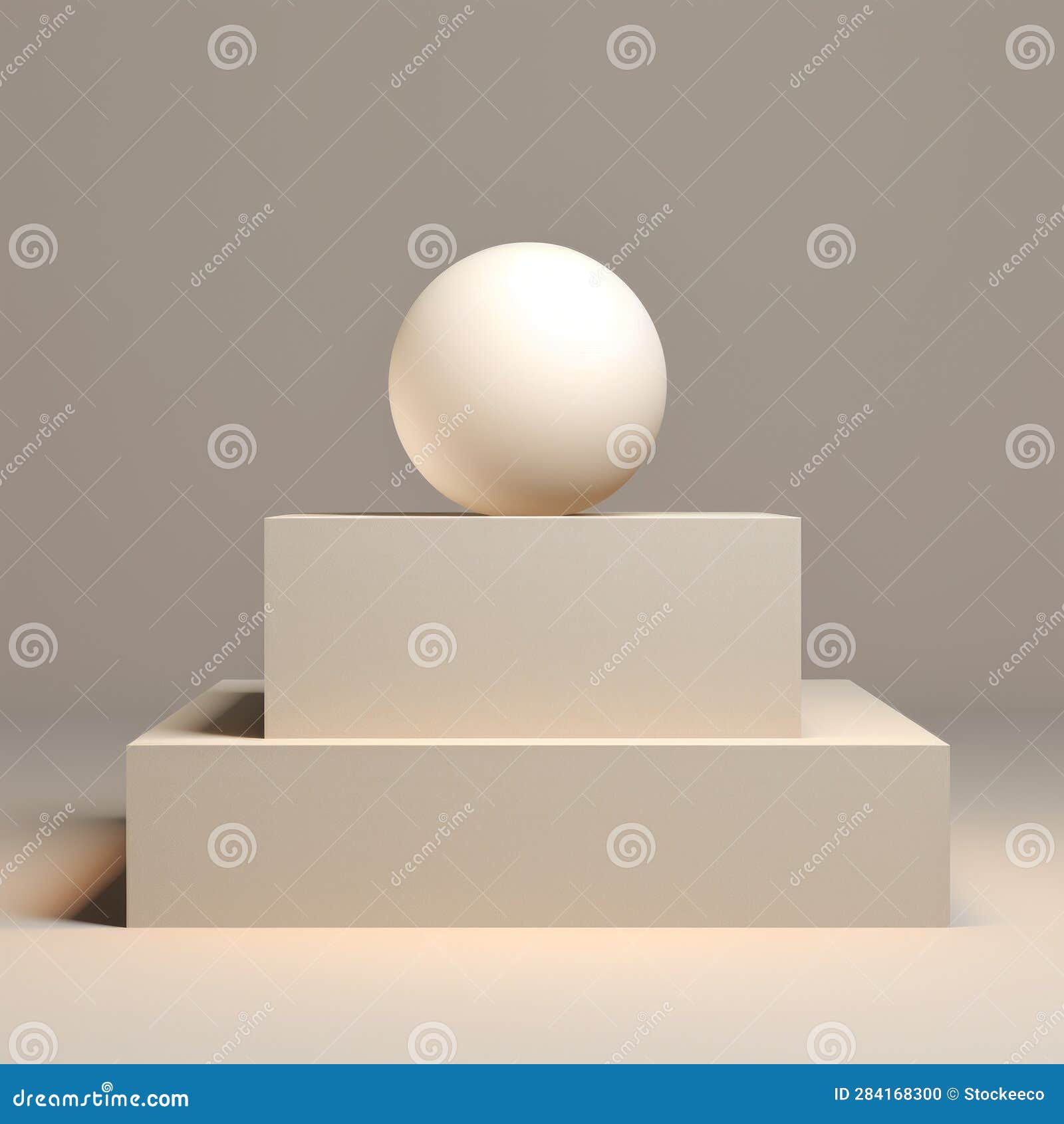 minimalist 3d ball on white sphere with stacked objects