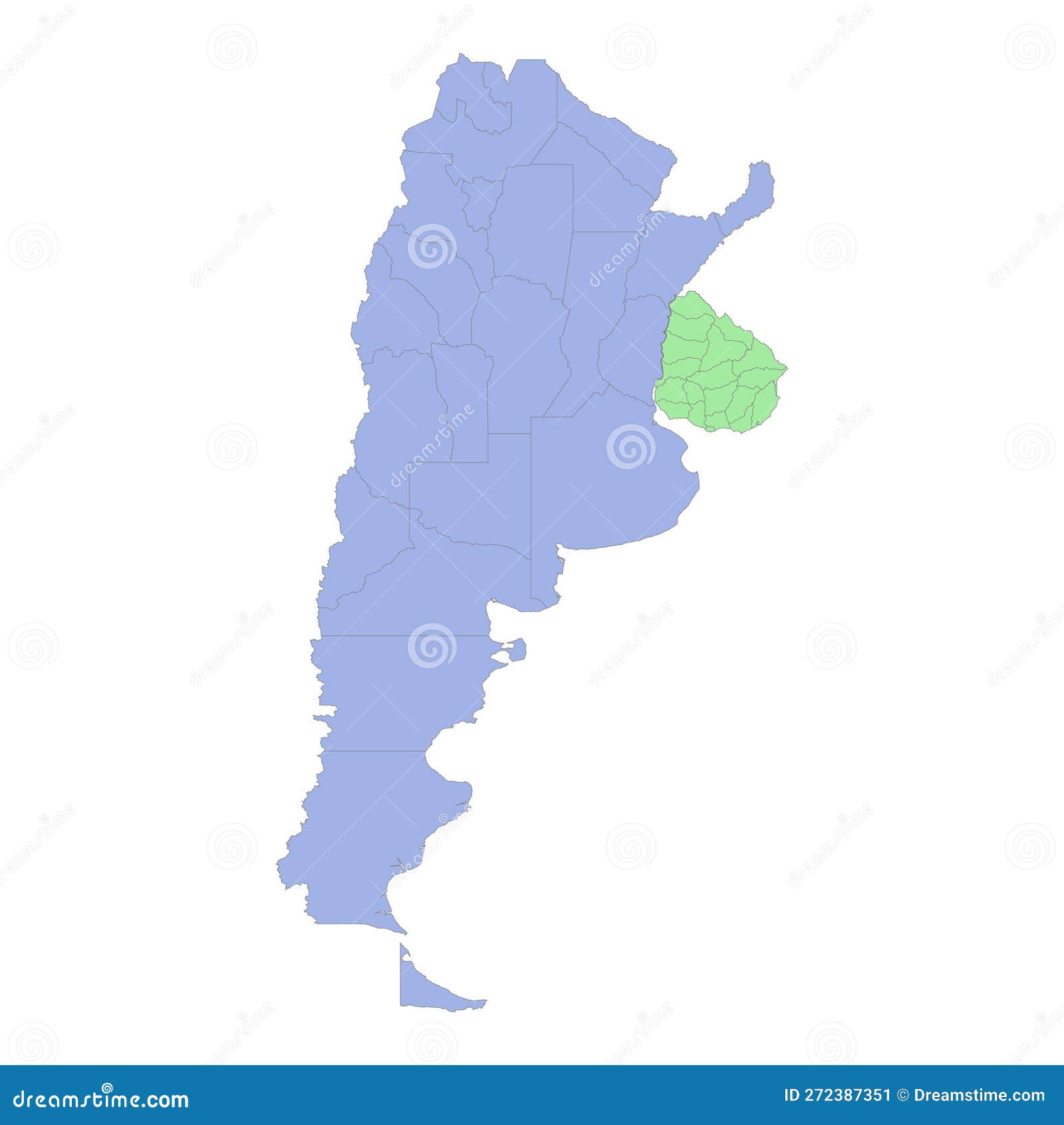 Vector map of Argentina with all geographical regions