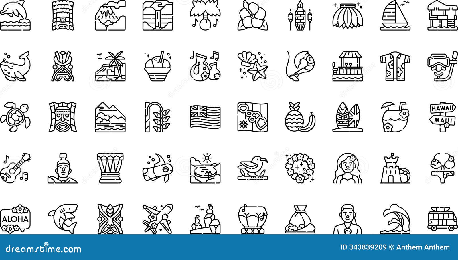 hawaii icons high-quality  icons collection with editable stroke. ideal for professional and creative projects.