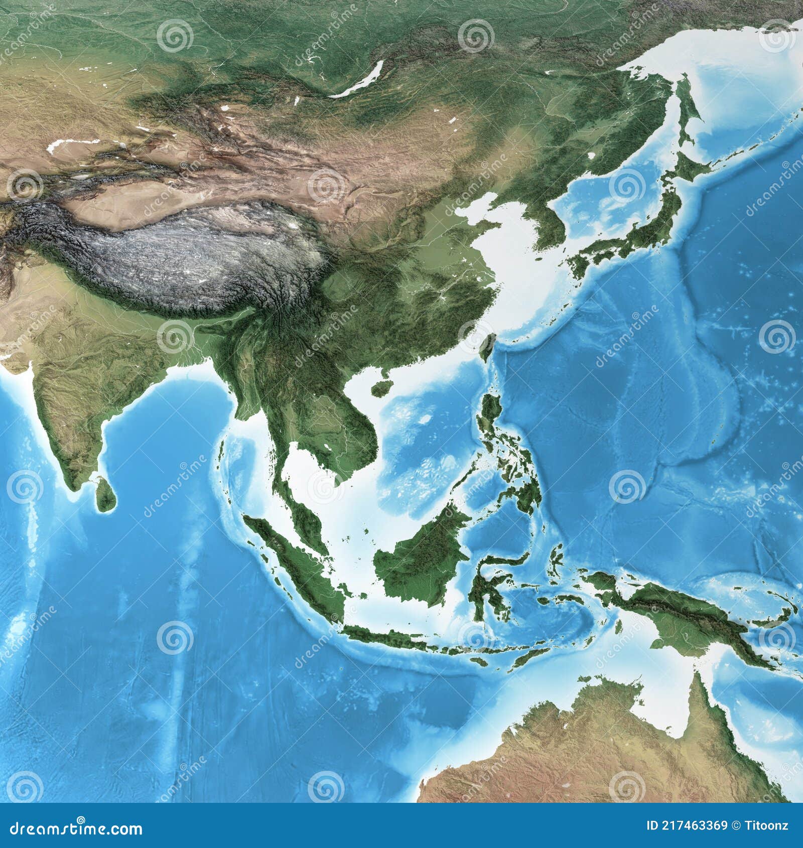 east asia landforms map