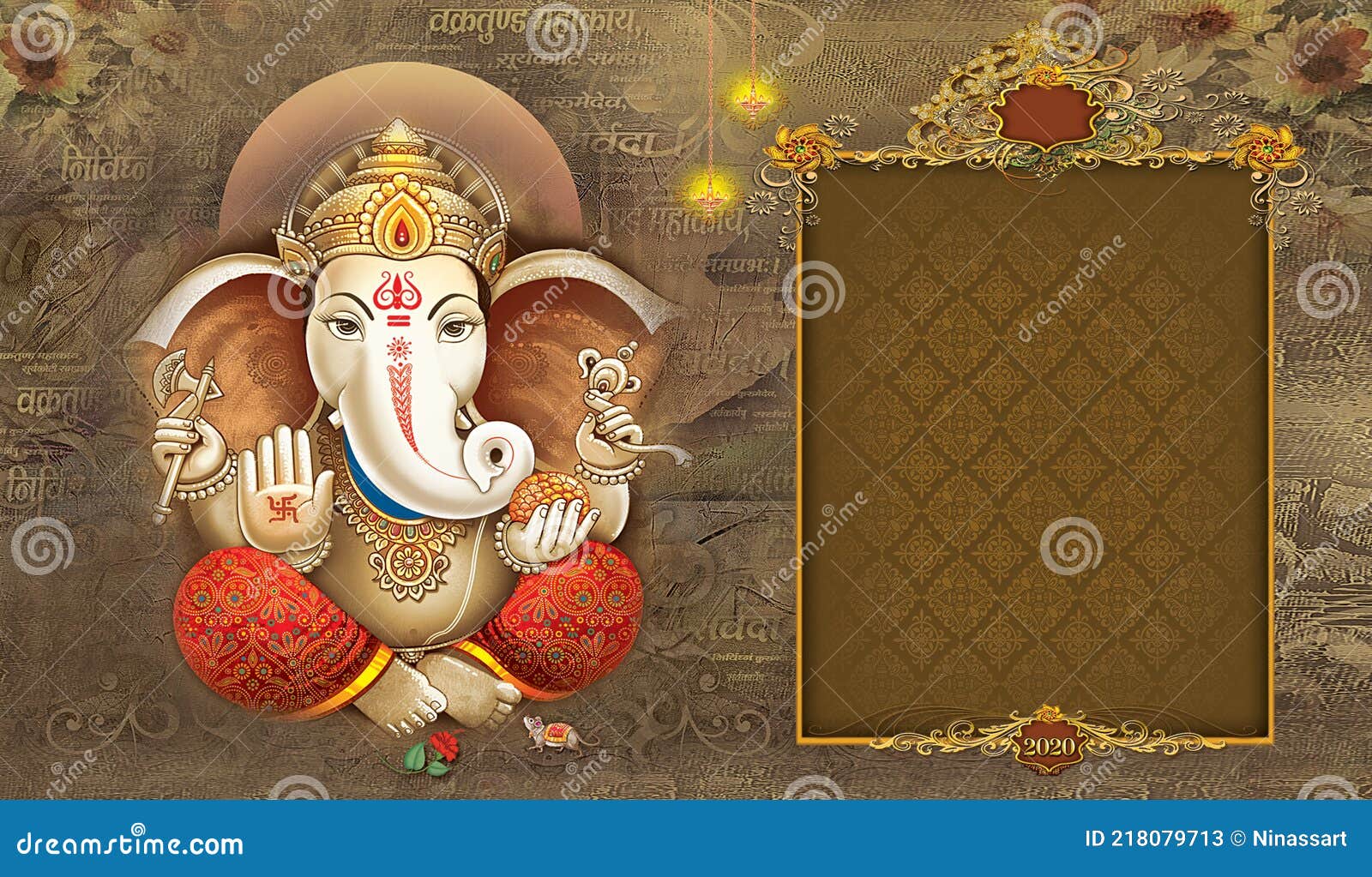 High-Resolution Indian Gods Lord Ganesha Digital Painting Calendar ...