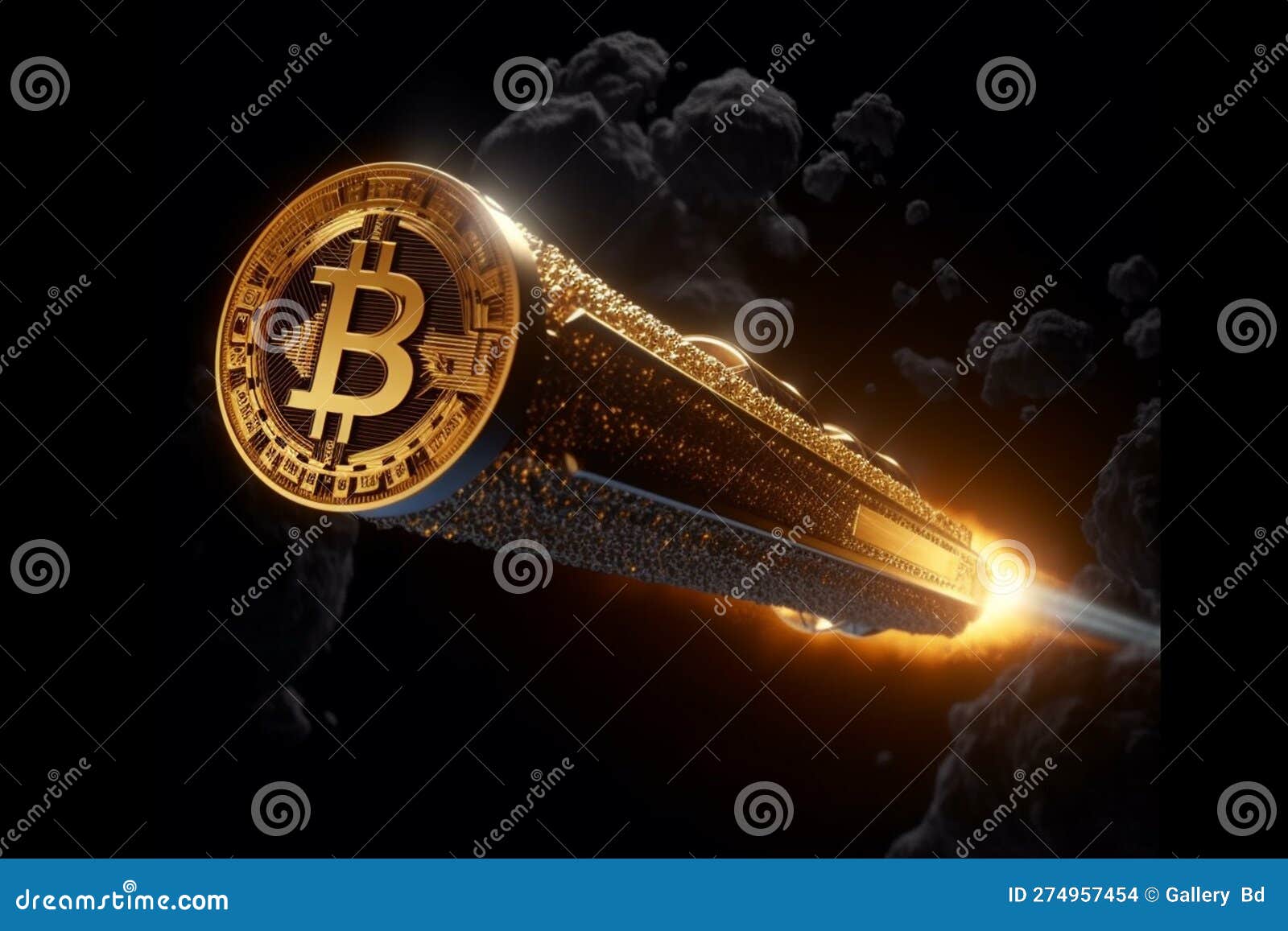 A Rocket Launcher in the Bitcoin Logo Represents Cryptocurrencies Stock  Illustration - Illustration of currency, finance: 274957454