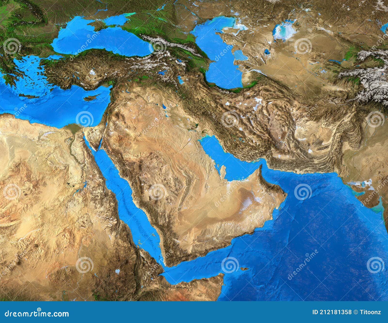 Physical Map Of Middle East With Key