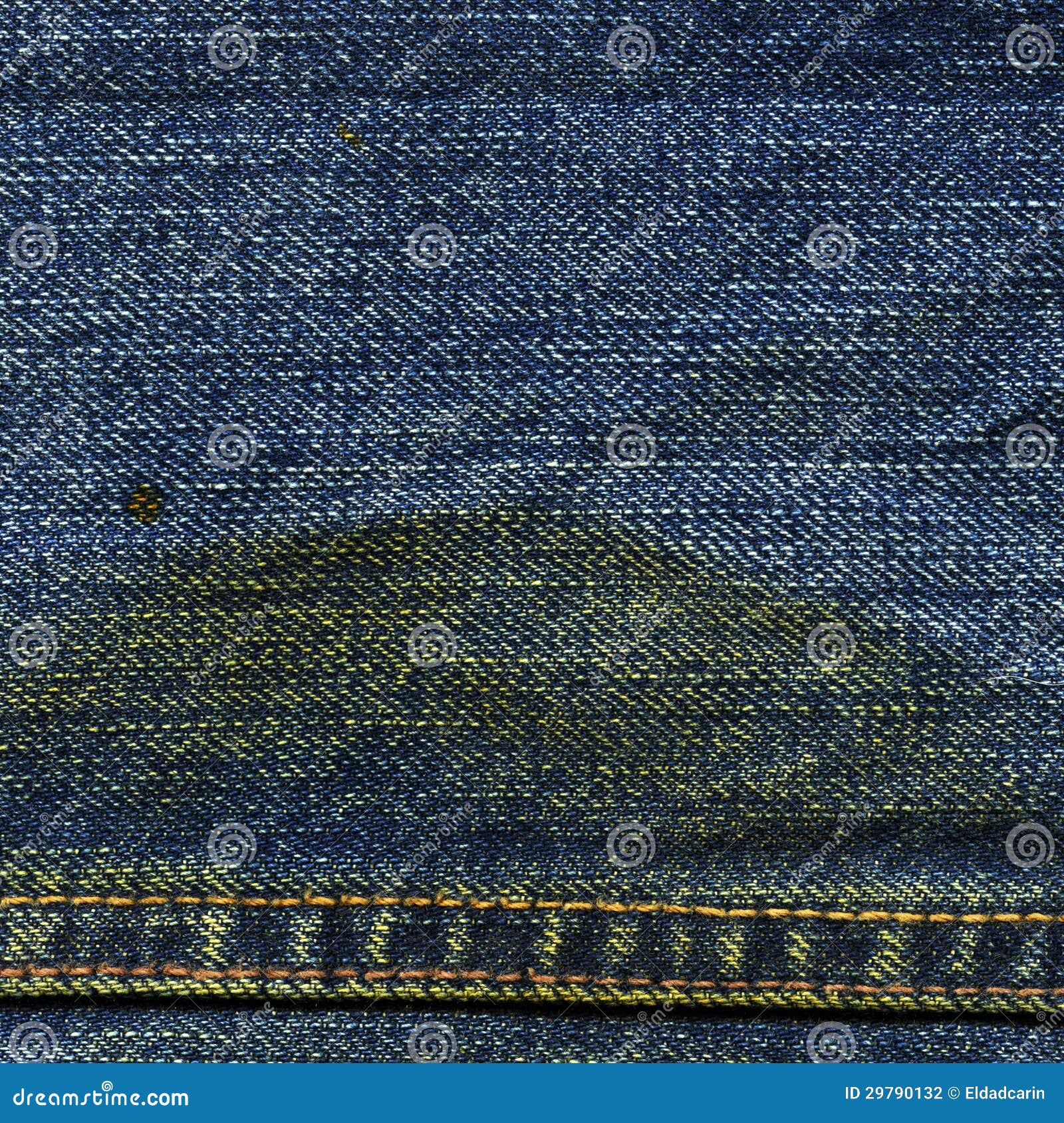 Denim Fabric Texture - with Seam & Stain Stock Photo - Image of ...