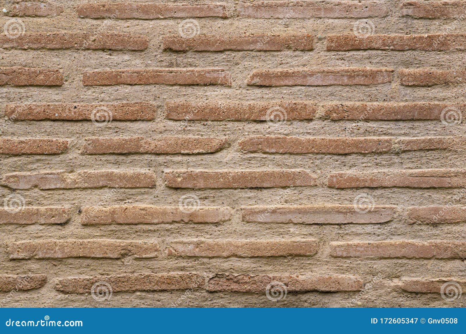 full frame image of byzantine red brick wall with special thin flat bricks called plinfa