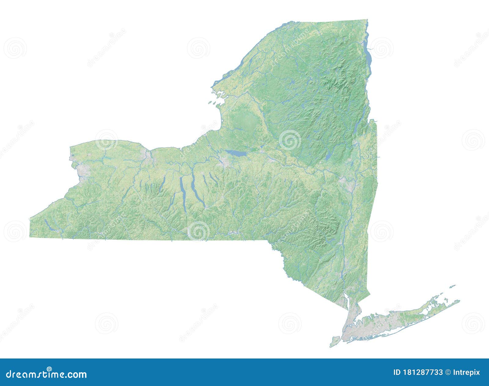 High Resolution Topographic Map of New York Stock Illustration