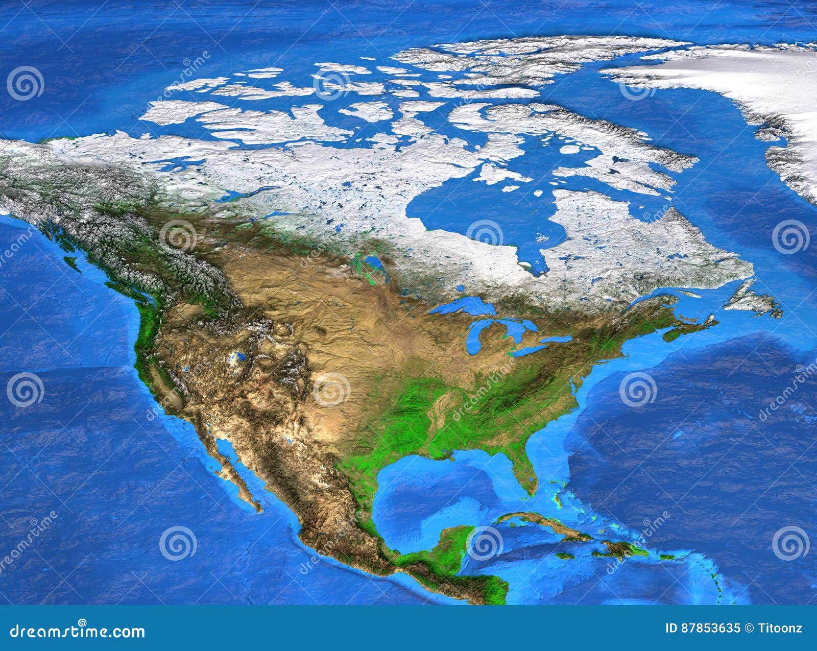 high resolution world map focused on north america