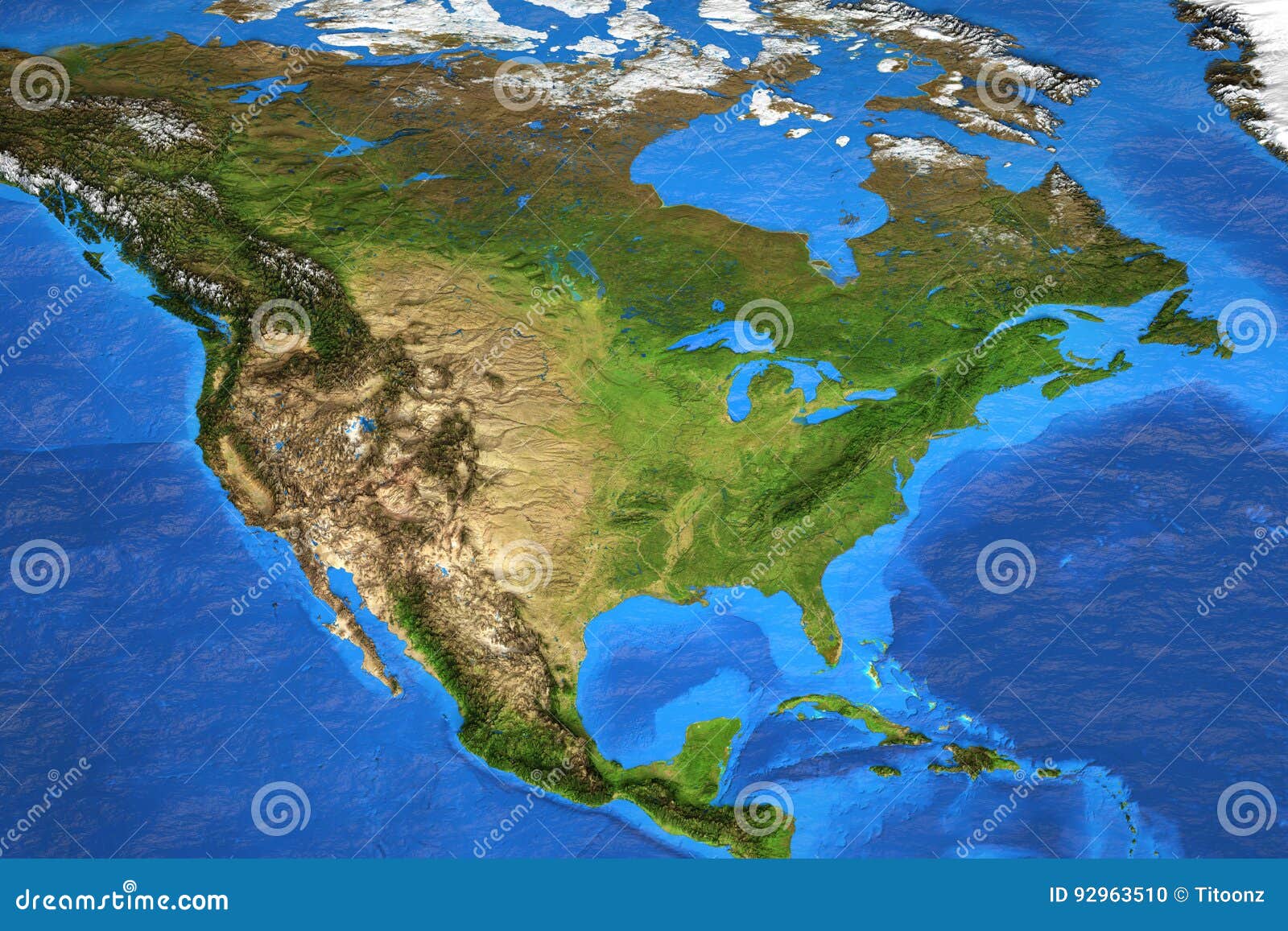 High Resolution World Map Focused on North America Stock Photo - Image