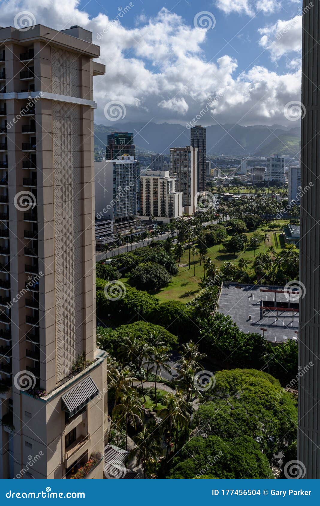 High Rise Buildings Located in Honolulu, Hawaii Stock Photo Image of