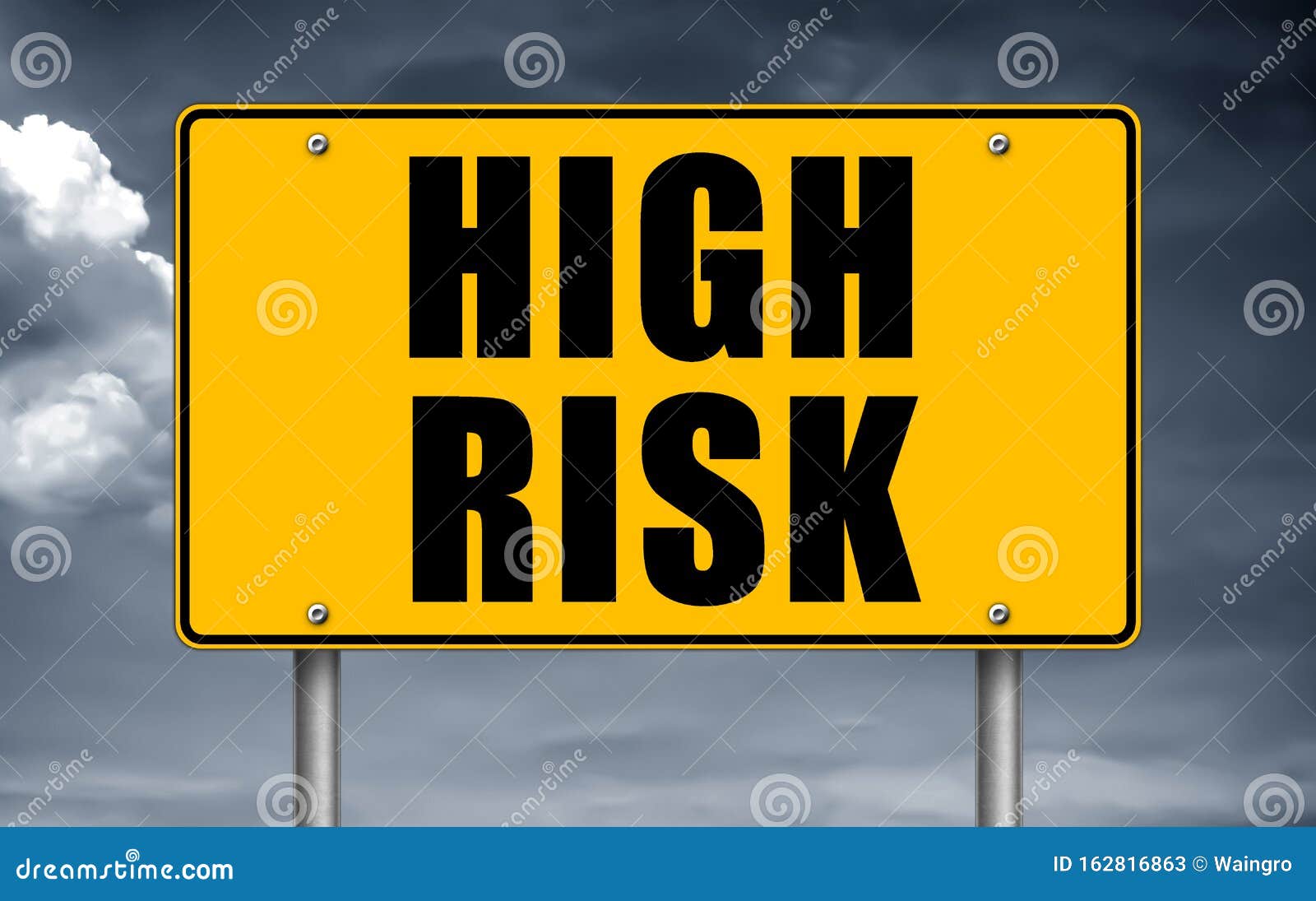 High Risk - Road Sign Information Board Stock Image - Image of risky