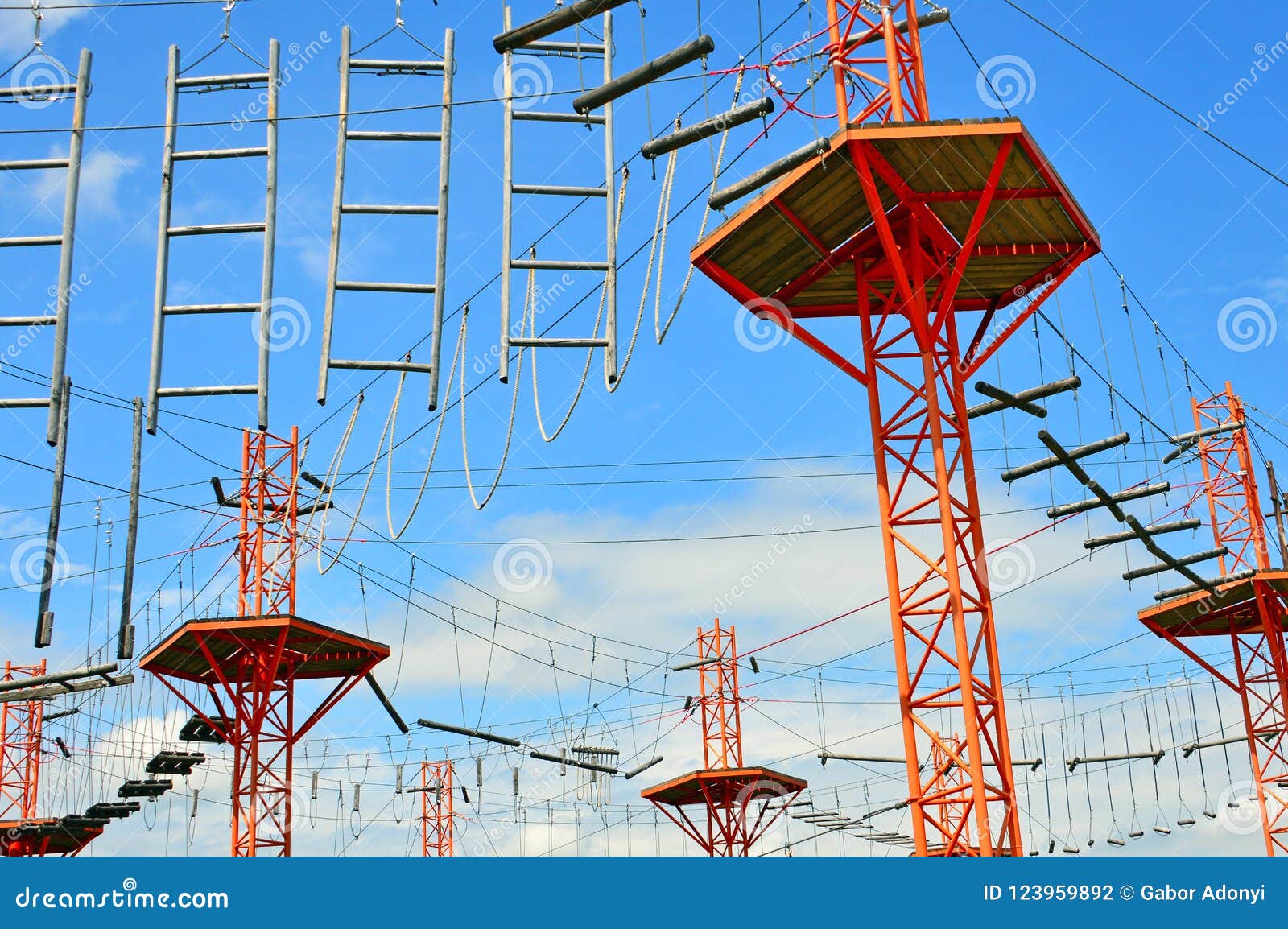 Adult Adventure Park Ropeway Stock Photo - Image of family