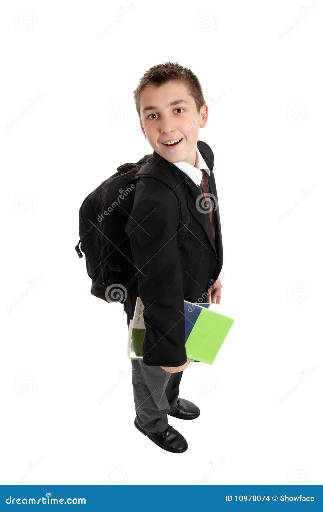 High School Boy Carrying Bag and Books Stock Photo Image of carrying