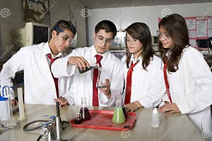High School Students Conducting Science Experiment Stock Image Image 
