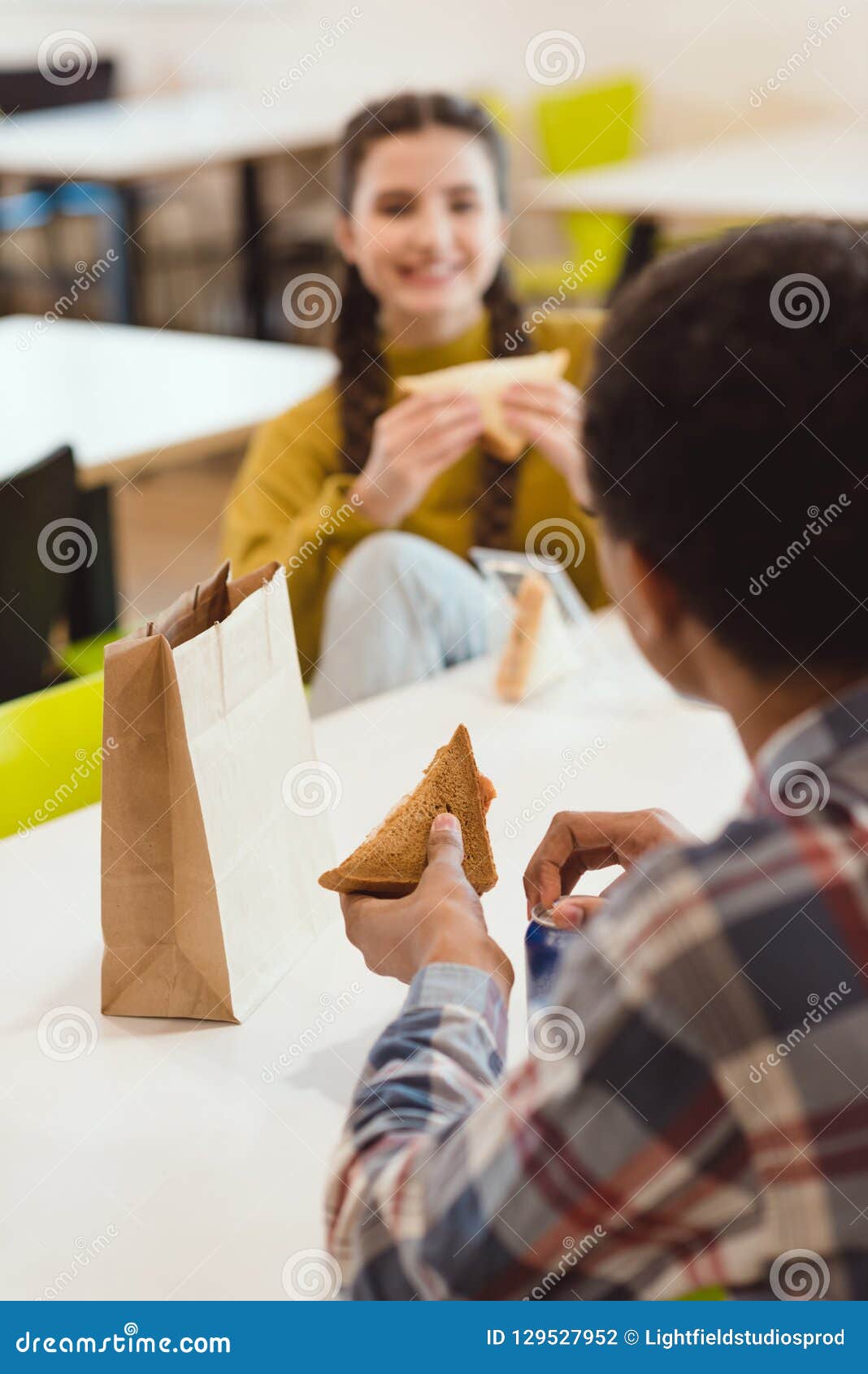 High School Students Eating Sandwiches Stock Photo Image of desks