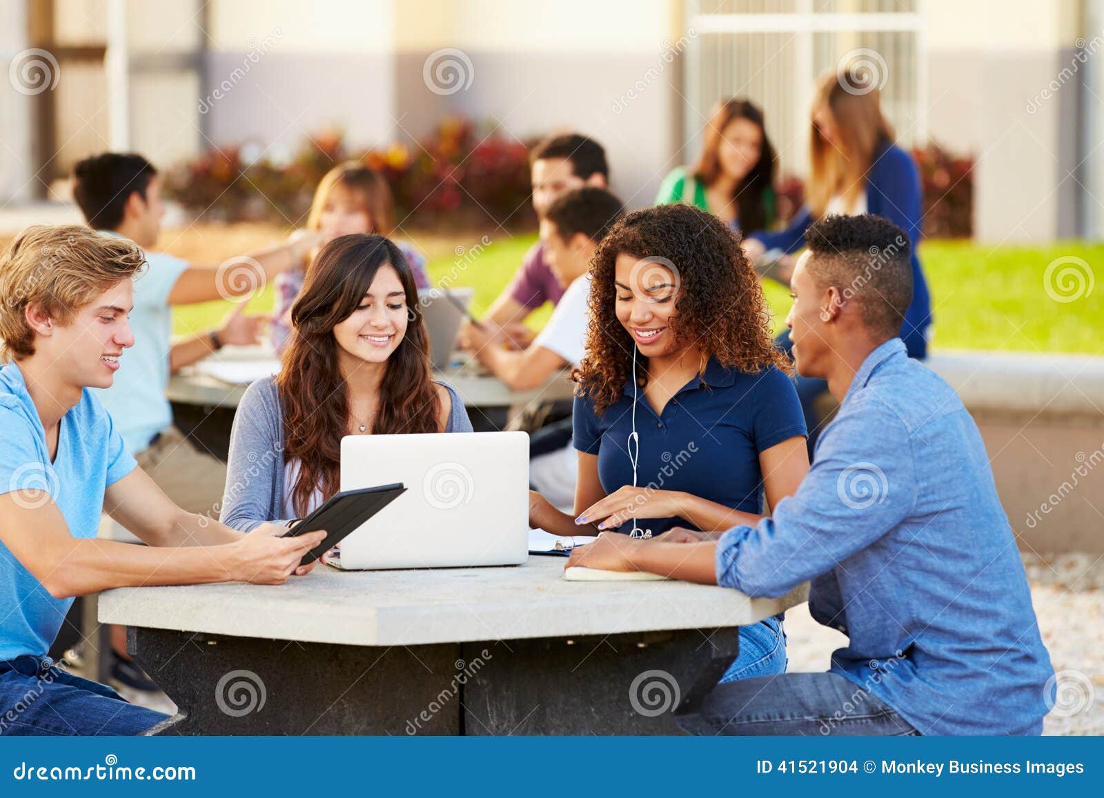 High School Students Hanging Out On Campus Stock Photo - Image of