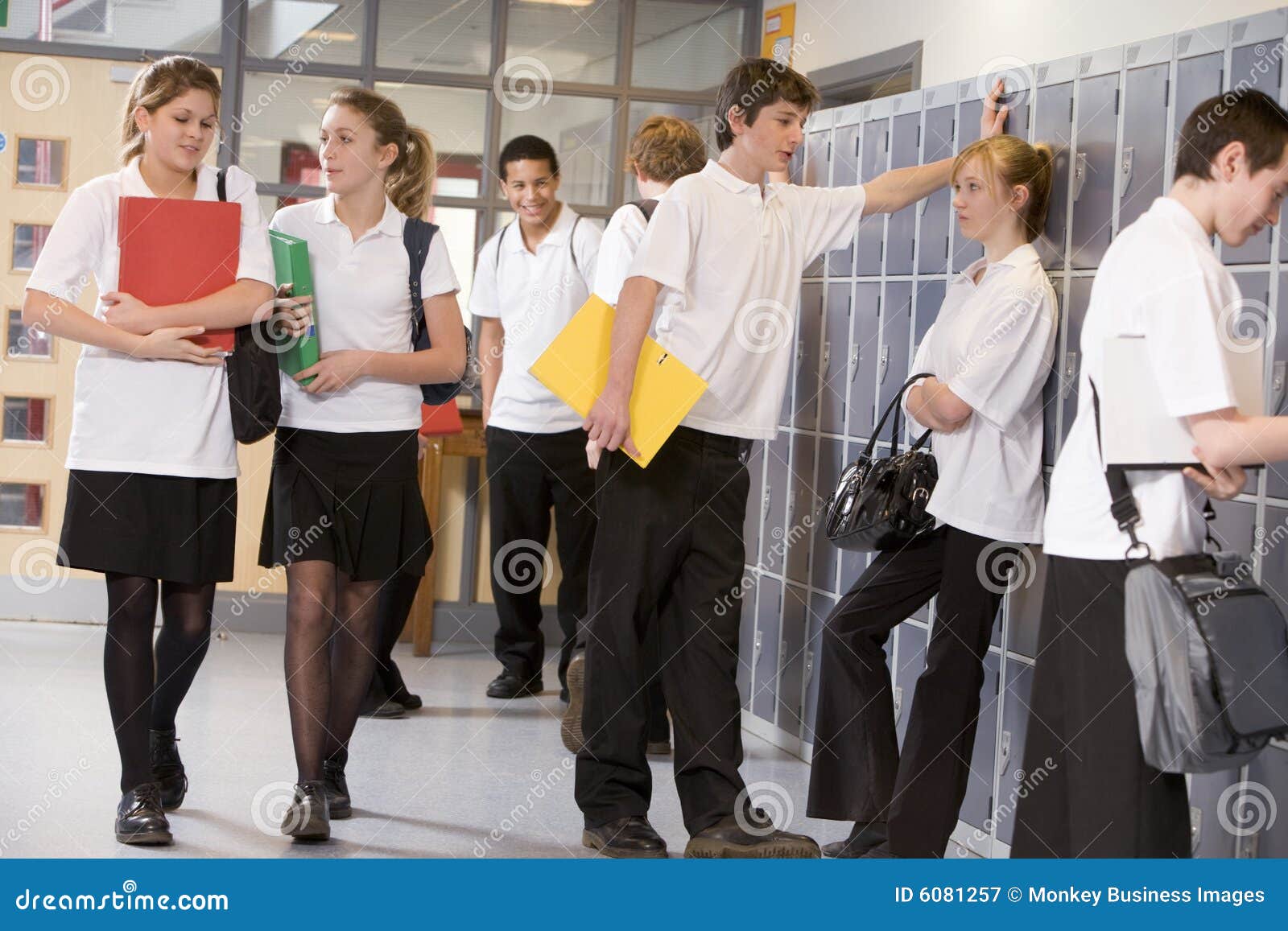 high school students by lockers