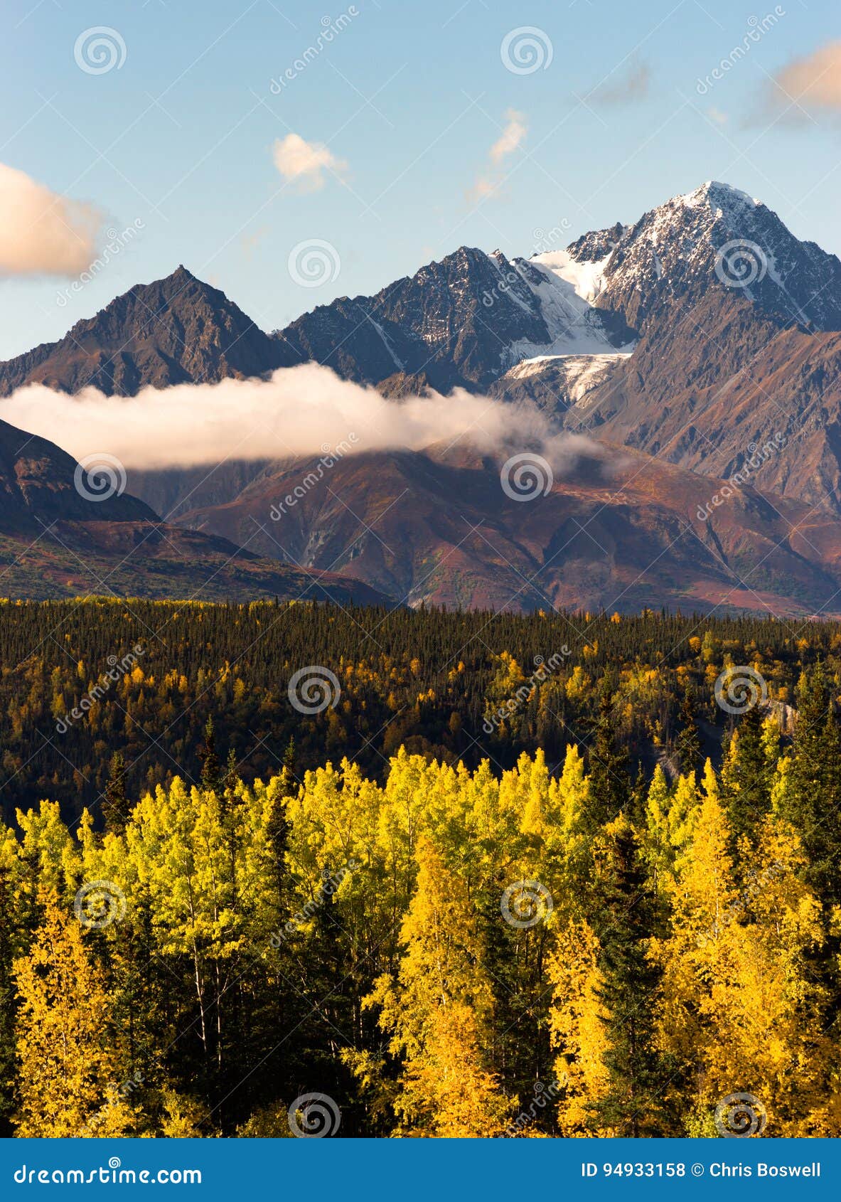 High Snow Covered Peaks Chugach Mountain Range Alaska Stock Photo