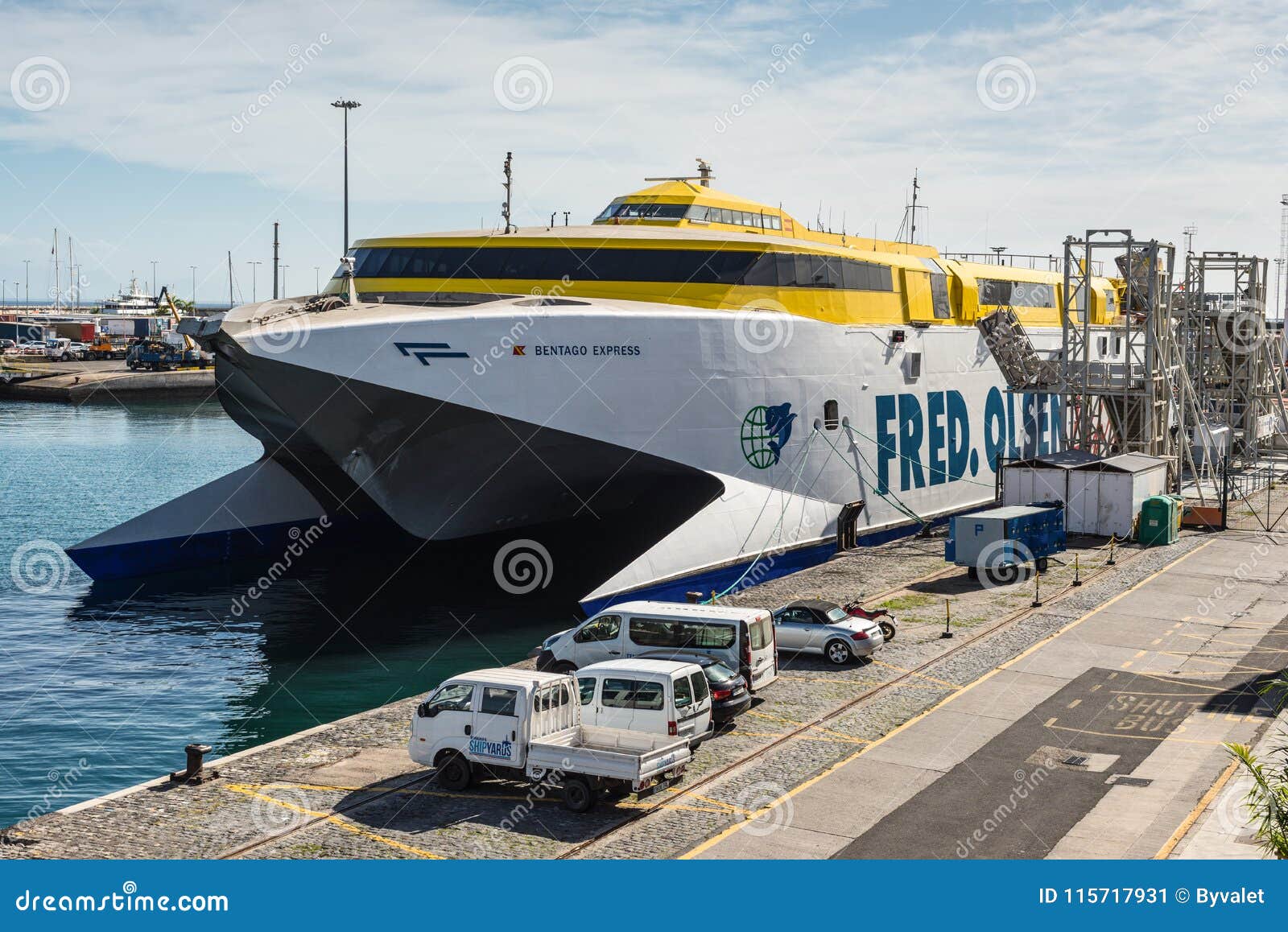 The High-speed Ferry Bentago Express in the Port of Tenerife Editorial ...