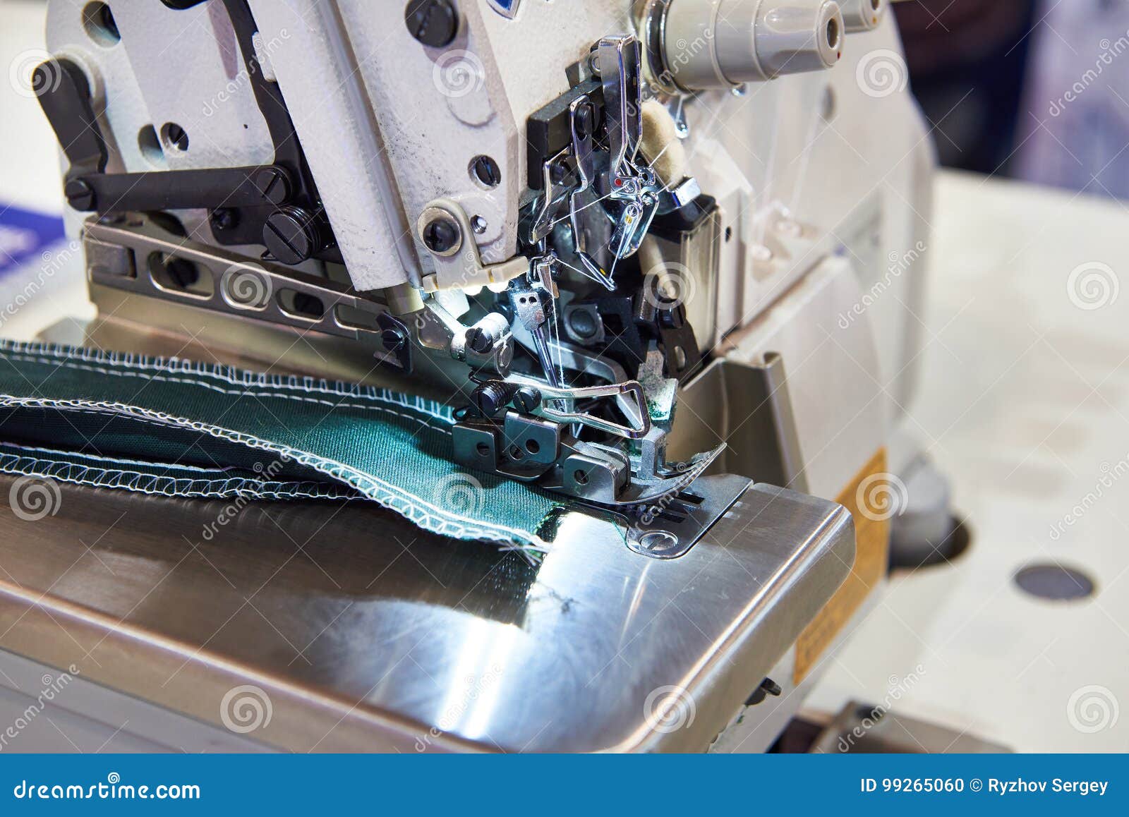 High Speed Industrial 3 Thread Overlock Sewing Machine Stock Photo
