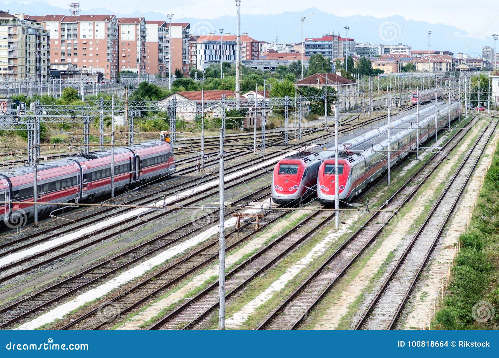 high-speed trains on tracks