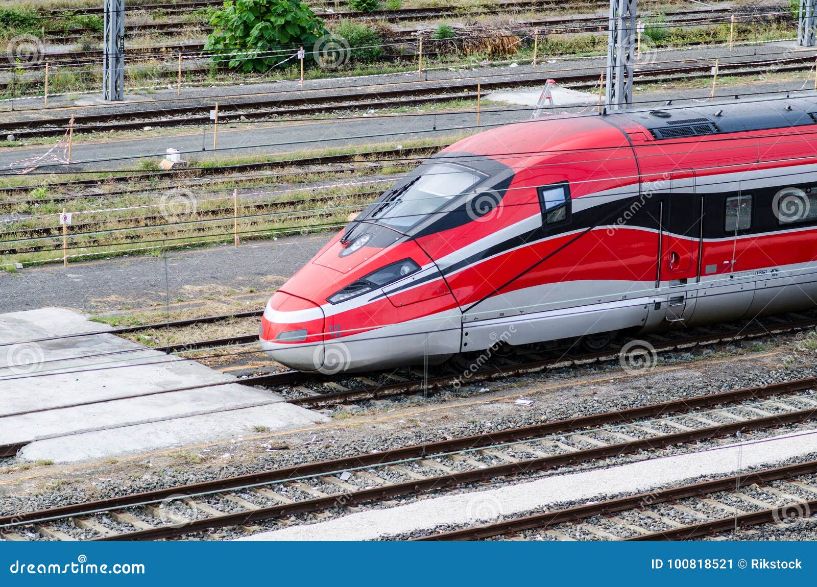 high-speed train on tracks