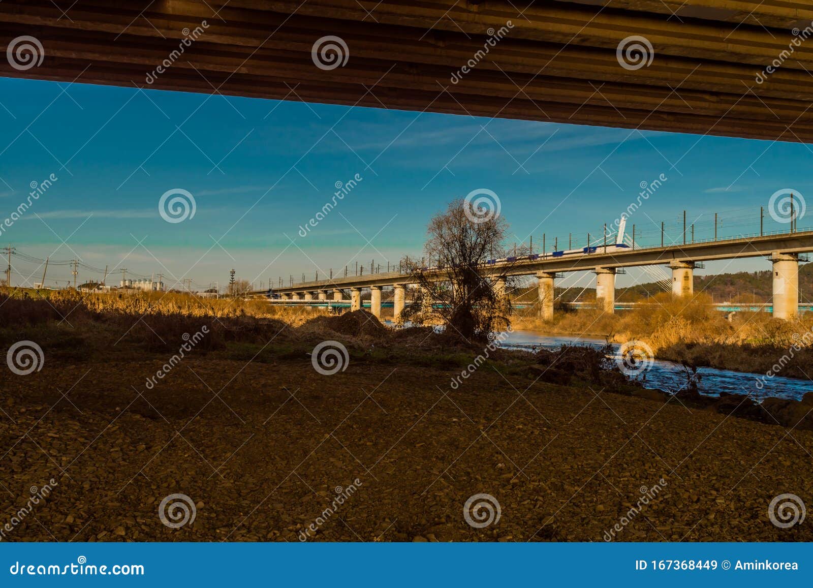 high speed train over river