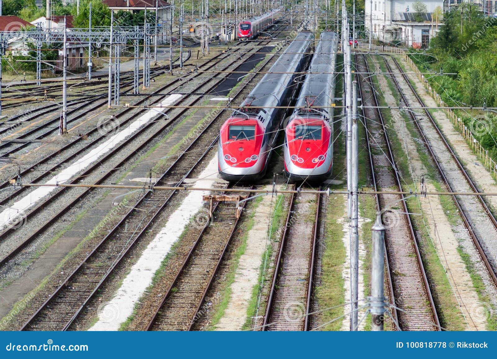 high-speed trains on tracks