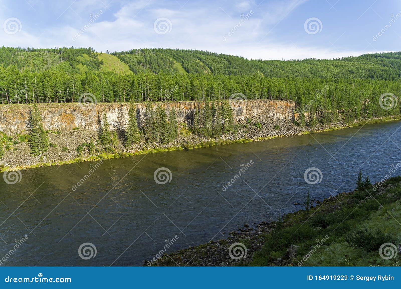 High Steep Rocky Riverbank Siberia Stock Image Image Of Break
