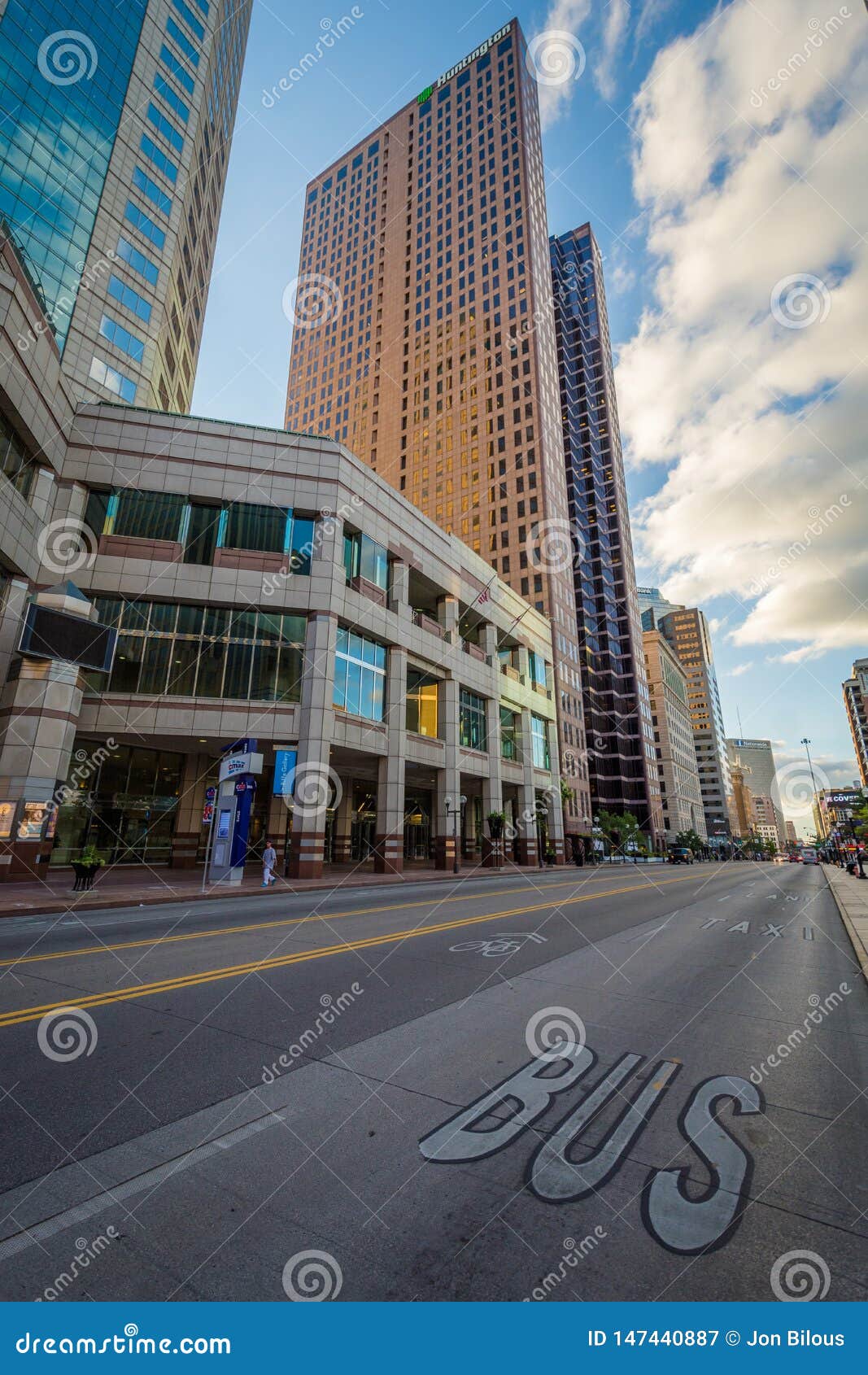 High Street and Modern Skyscrapers in Downtown Columbus, Ohio Editorial Photography Image of