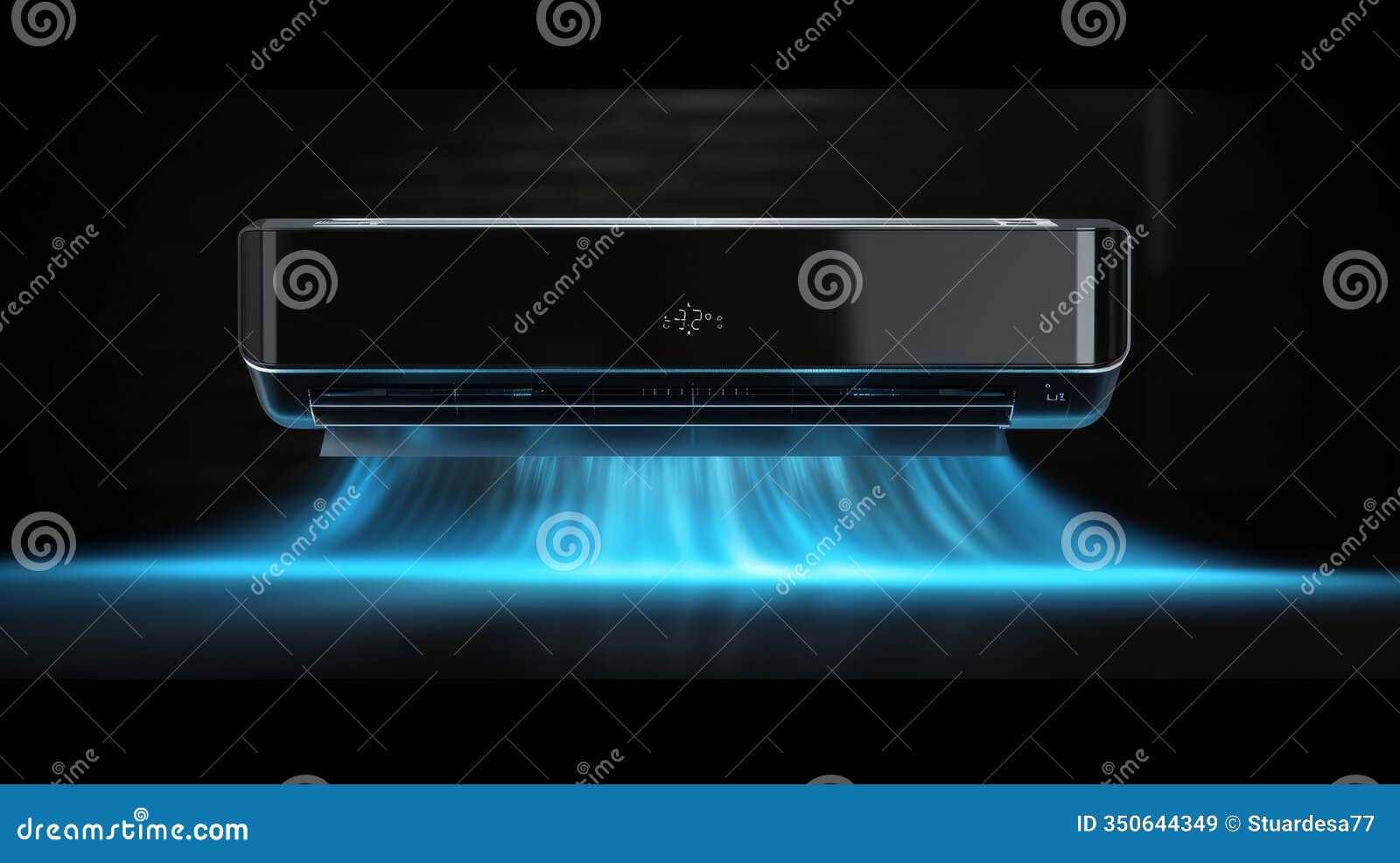 high-tech air conditioner emitting blue light flow