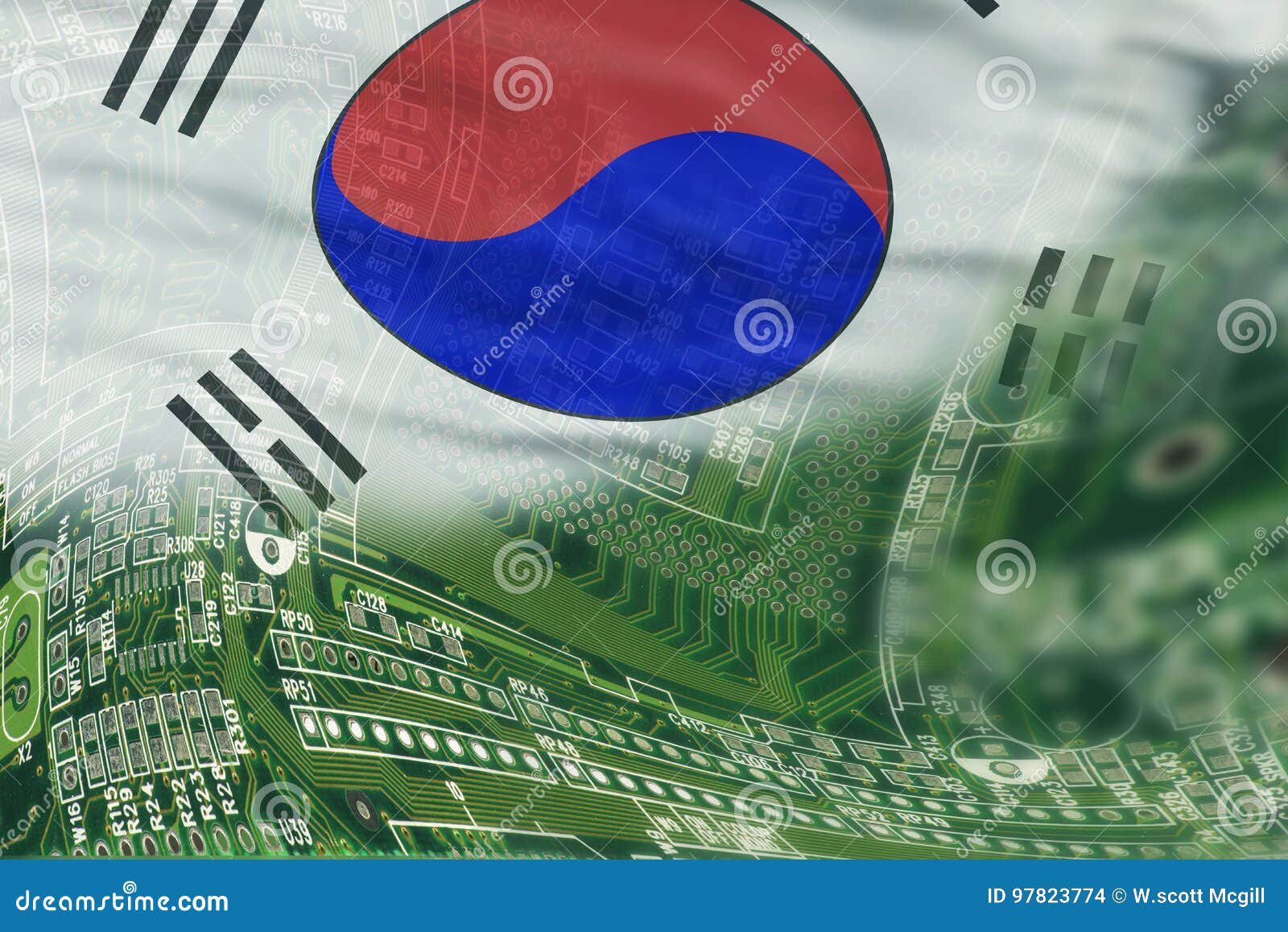High Tech Background of South Korea.. Stock Photo Image of asia