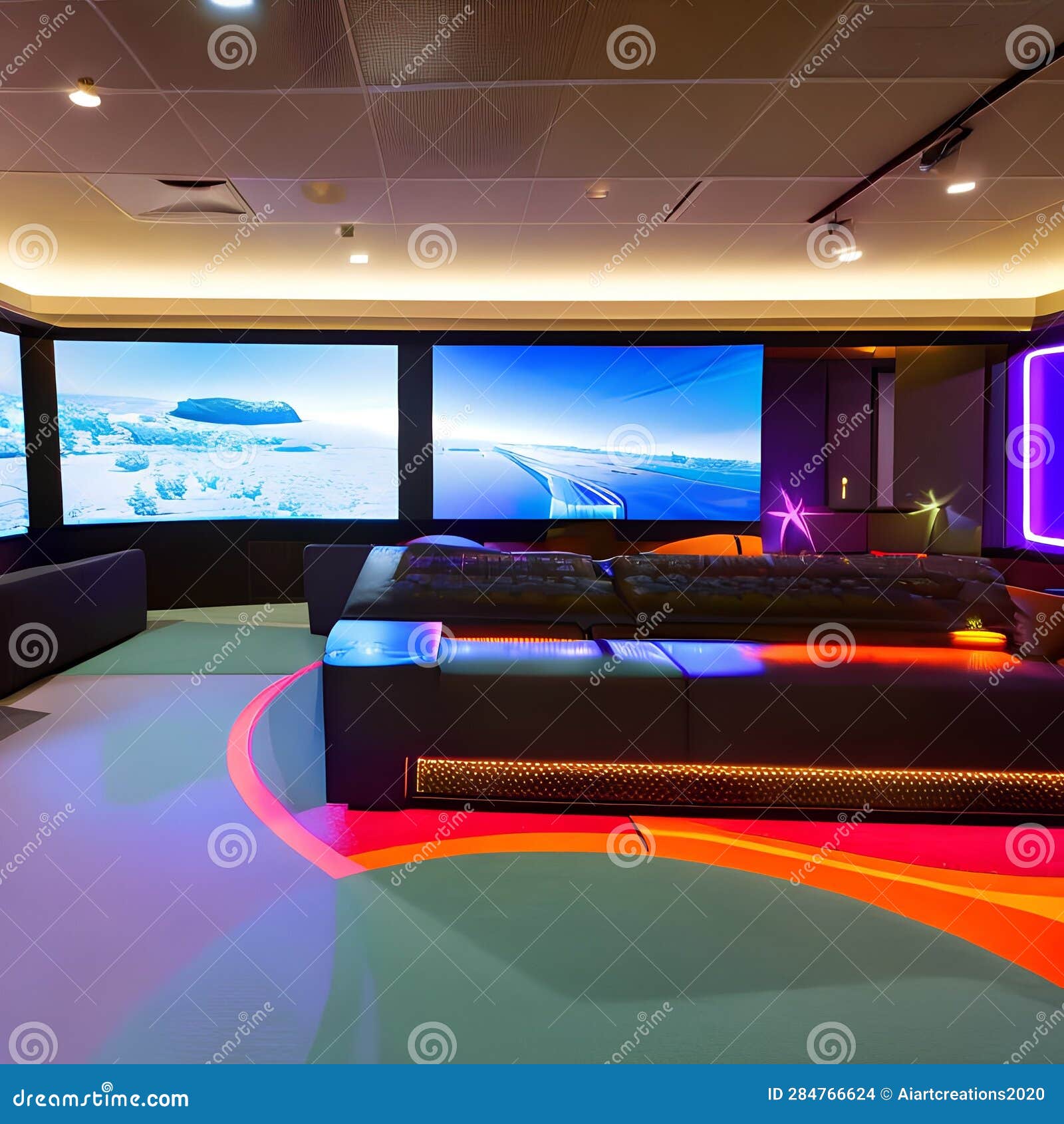 A Hightech Gaming Lounge With Immersive Virtual Reality Setups, Motion