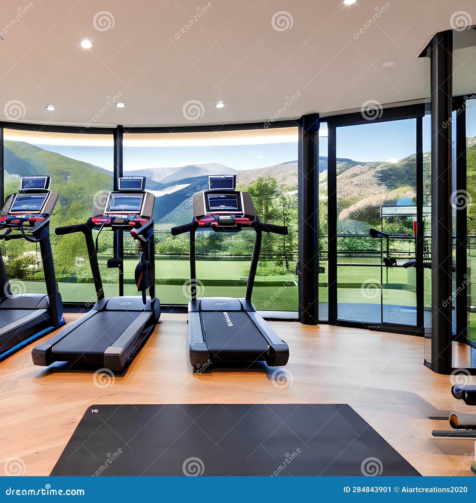 High Tech Home Gym a Futuristic Home Gym with Interactive Workout Equipment Virtual Reality Training and a Smart Fitness Trac Stock Illustration Illustration of system home 284843901
