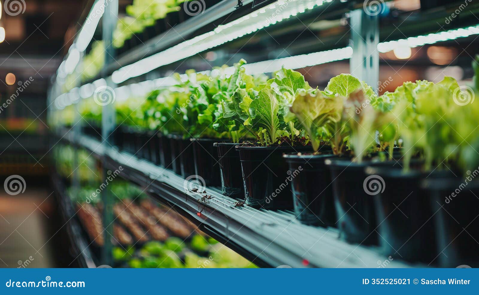 high-tech indoor farm: sustainable green production. generative ai
