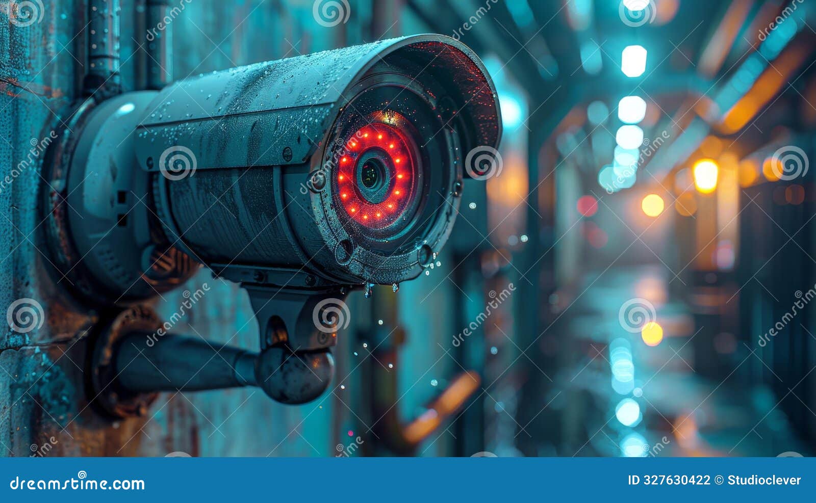 high-tech security camera in industrial setting - generative ai