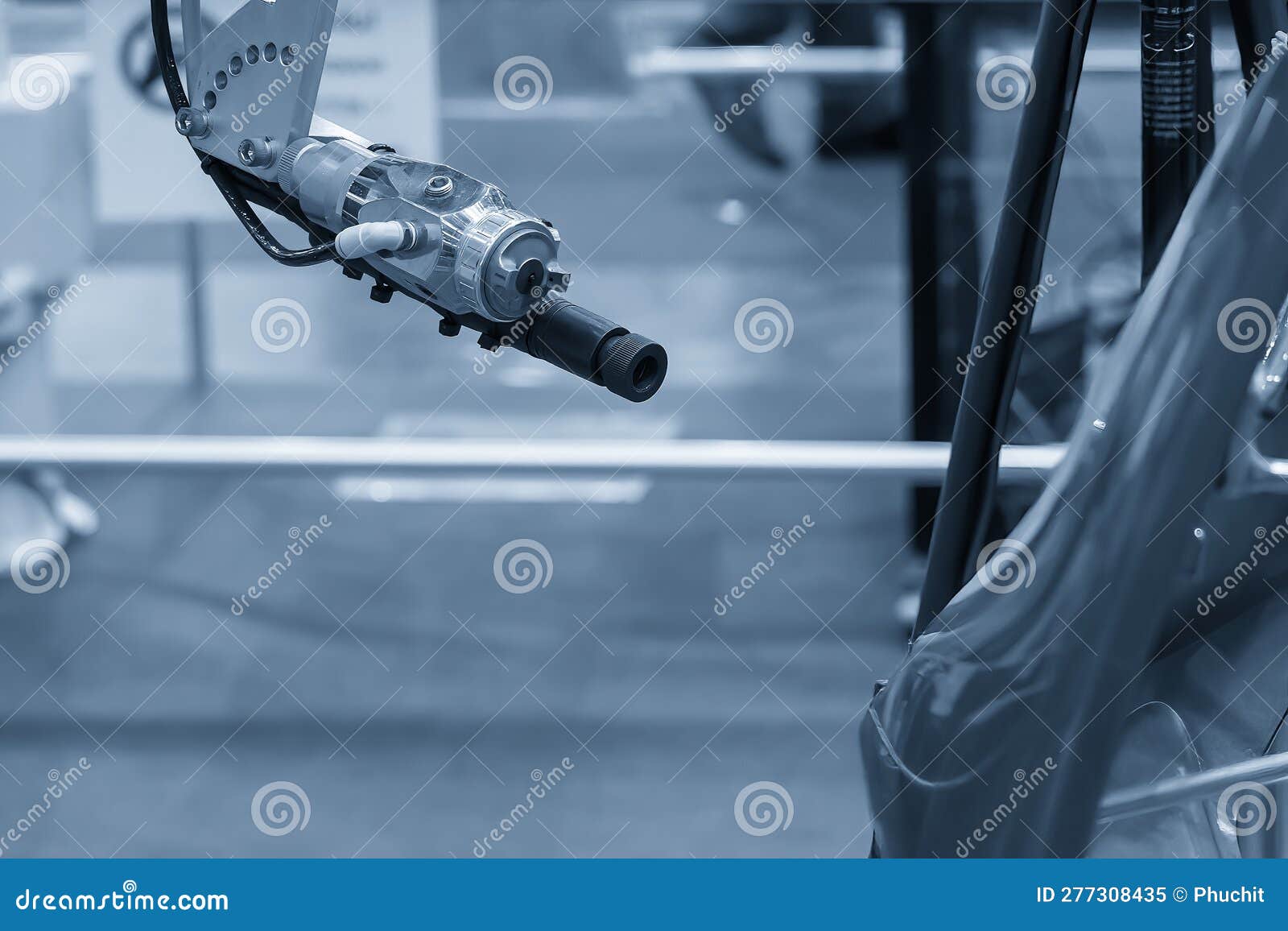 The High Technology Automotive Paint Work with Painting Robot Stock